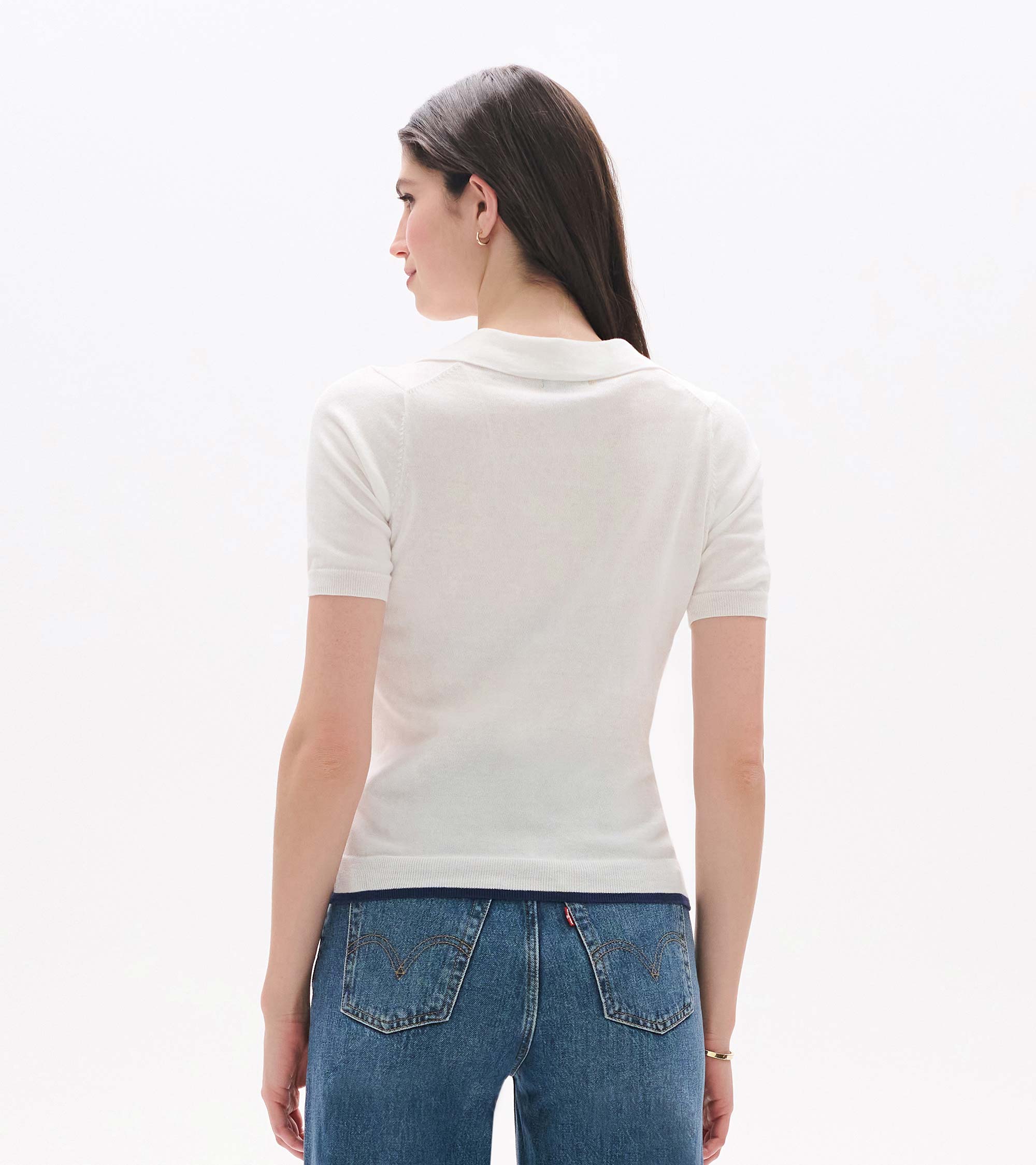 Johnny Collar Top - White - Image 5