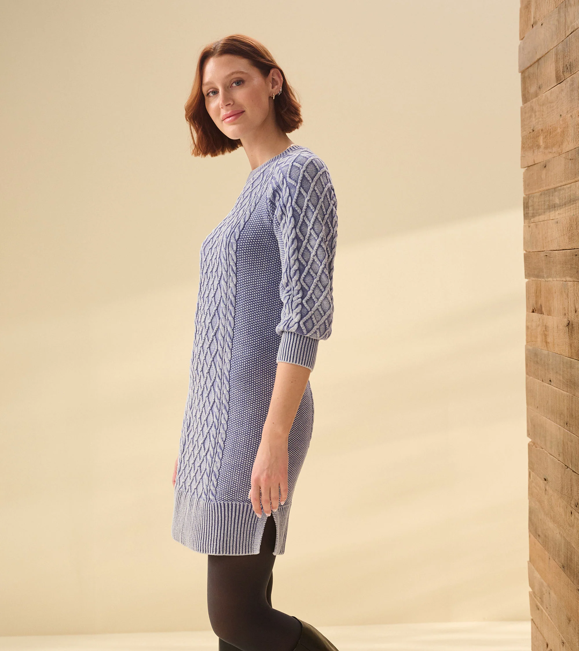 Juliet Cable Knit Dress - Bleached Denim - Image 4