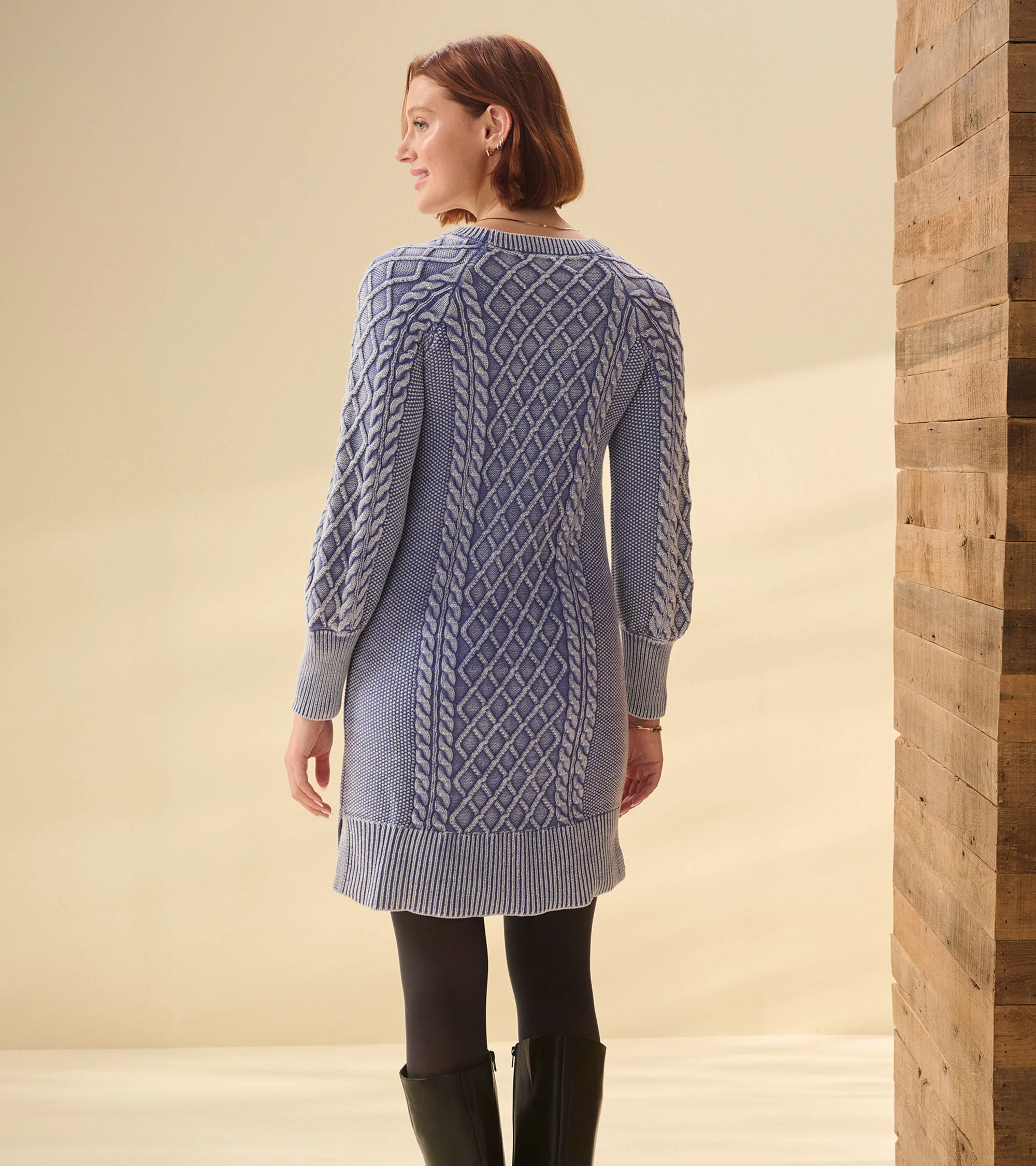 Juliet Cable Knit Dress - Bleached Denim - Image 5
