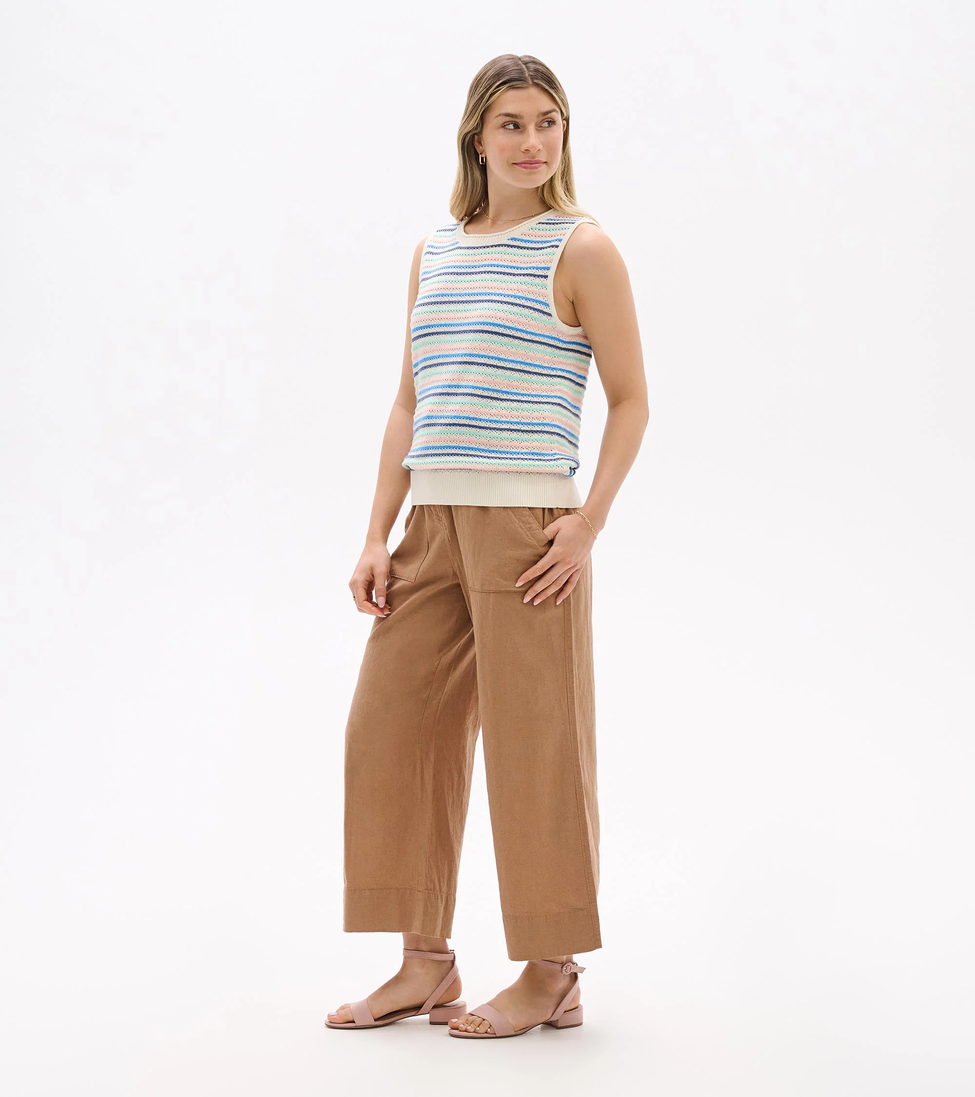 Kate Sleeveless Tank - Blush Stripes - Image 4
