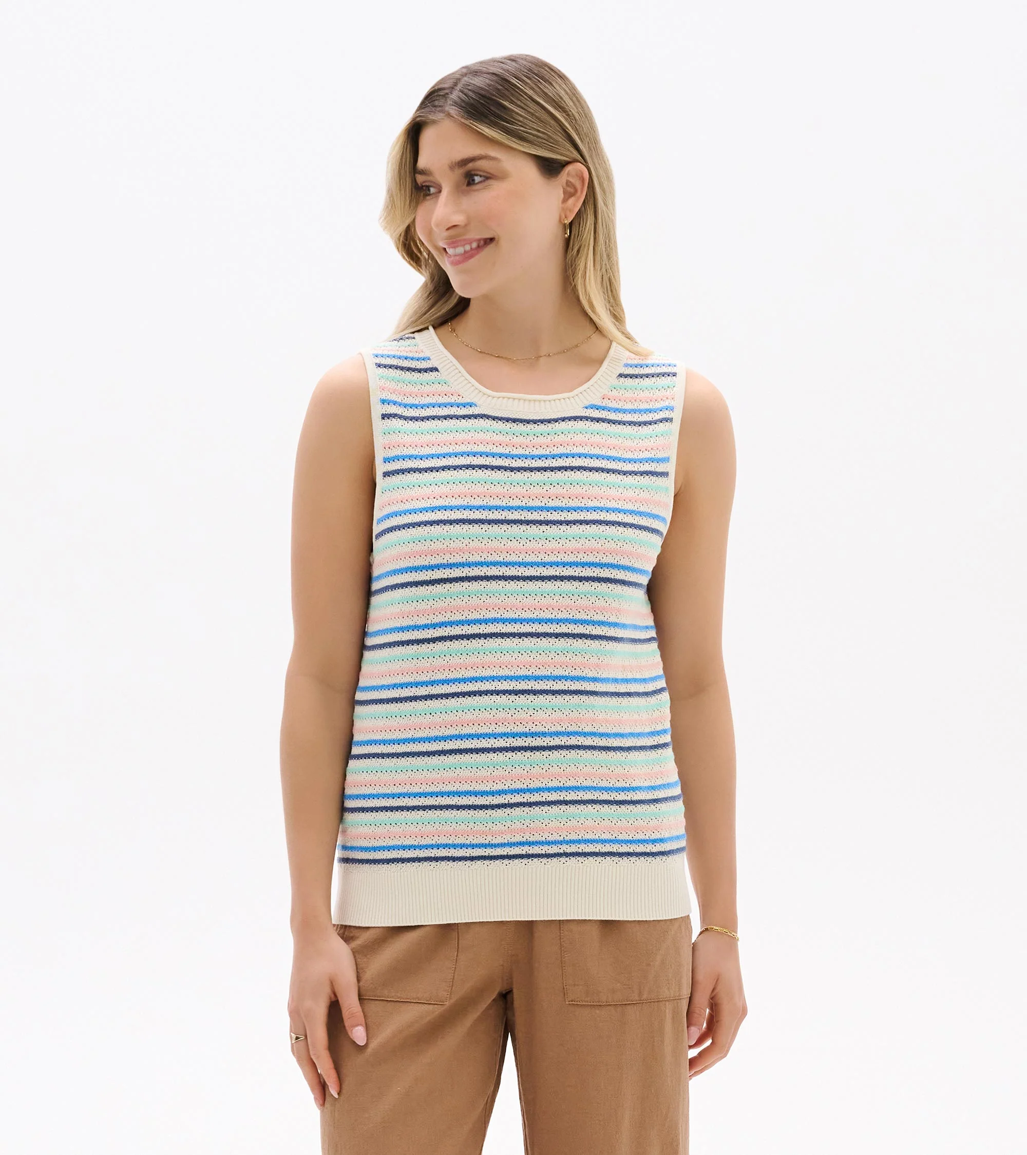 Kate Sleeveless Tank - Blush Stripes - Image 6