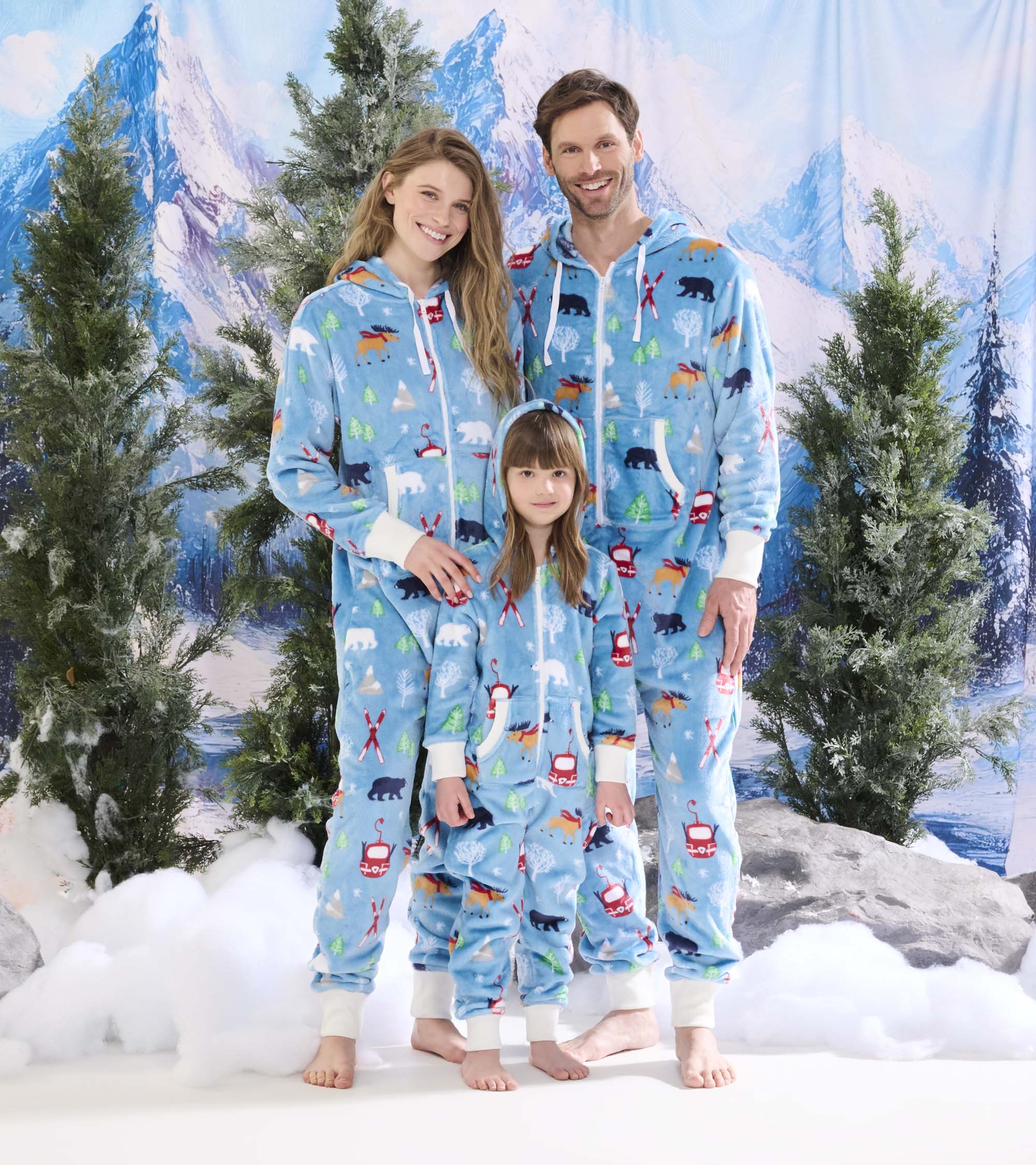 Kids Blue Vintage Ski Hooded Fleece Jumpsuit - Image 3