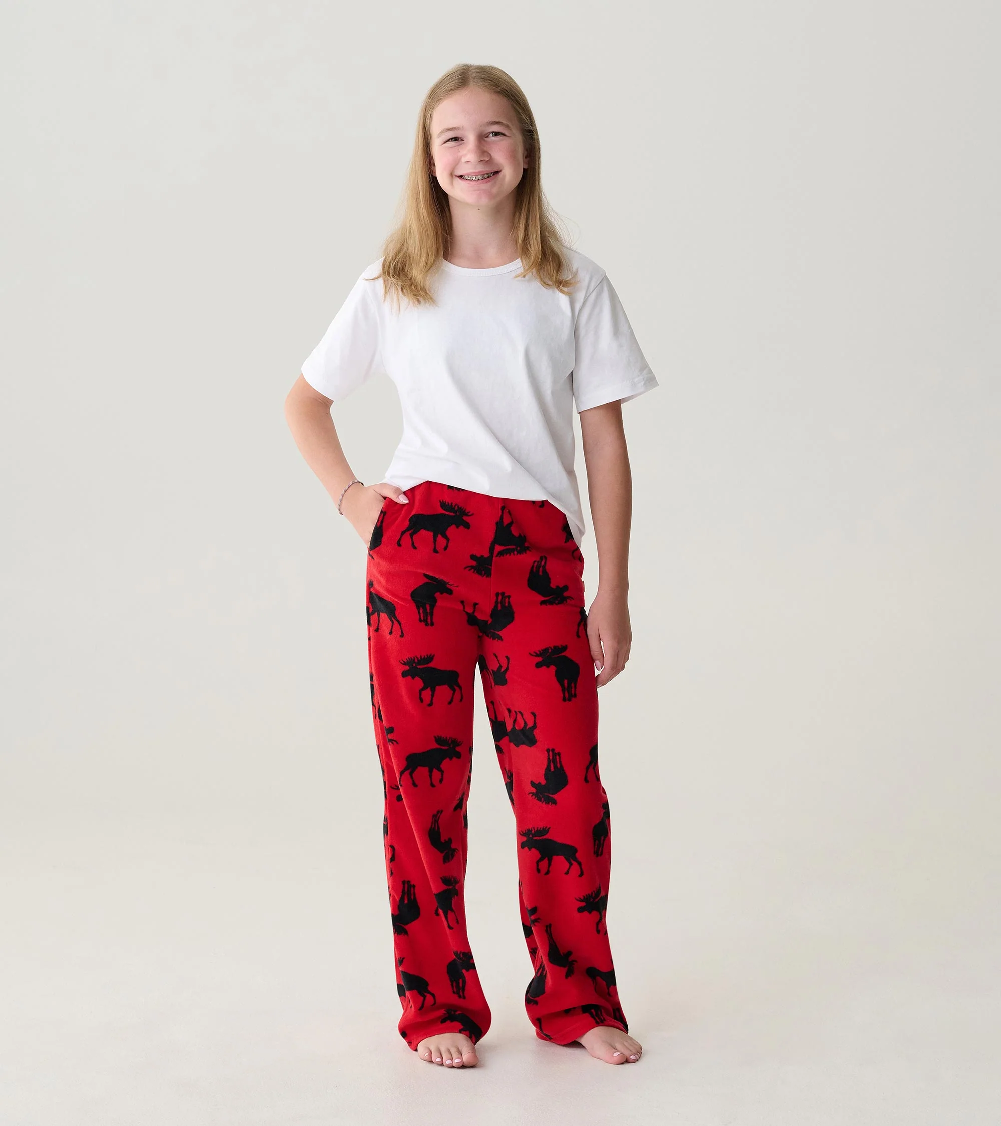 Kids Moose on Red Polar Pants - Image 2