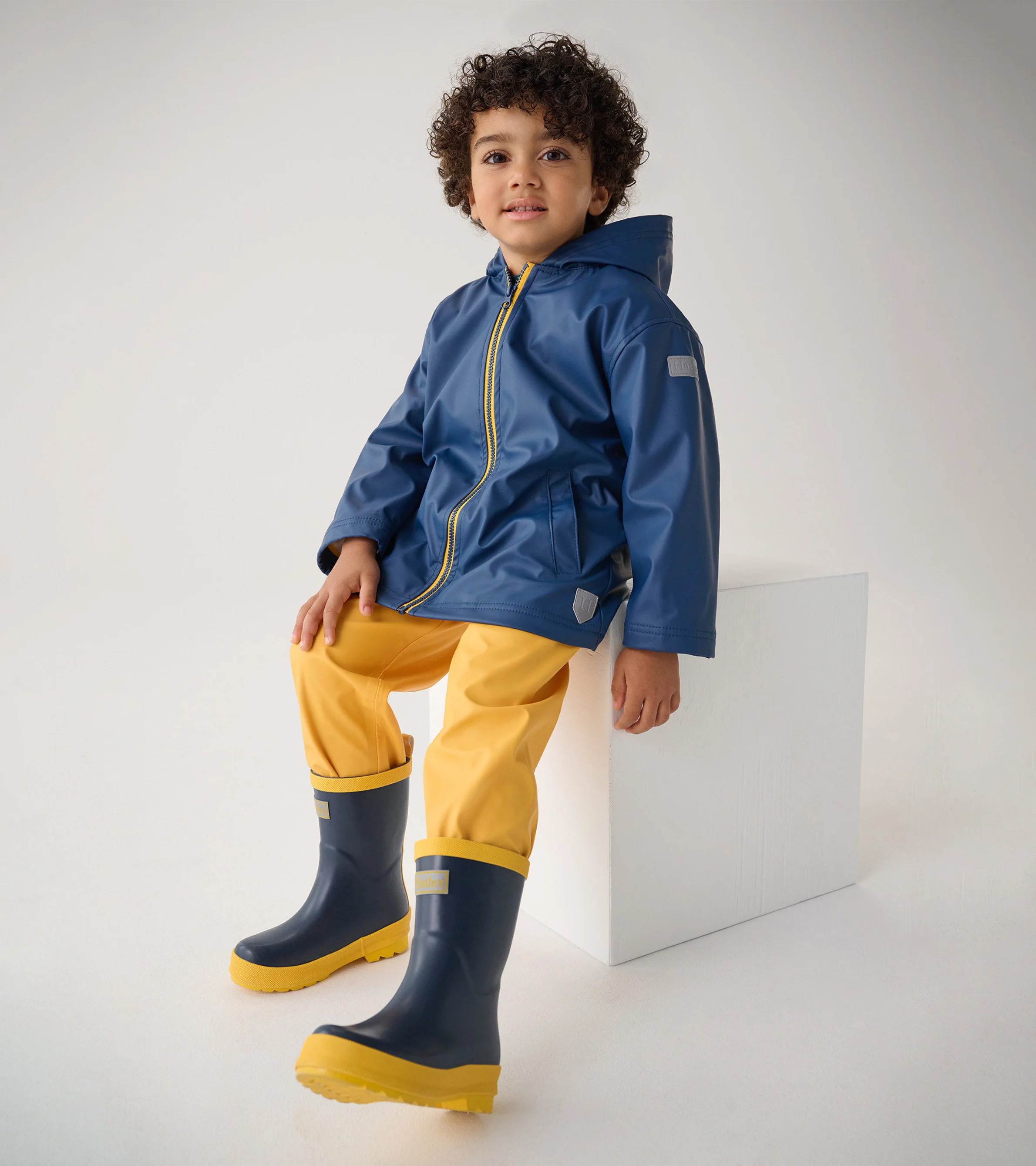 Kids Navy & Yellow Matte Rain Boots - Image 4