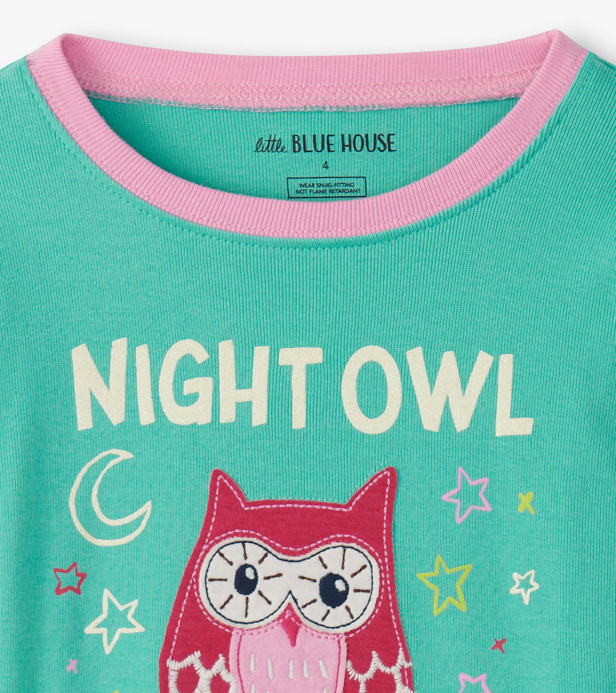 Kids Night Owl Appliqué Pajama Set - Image 5