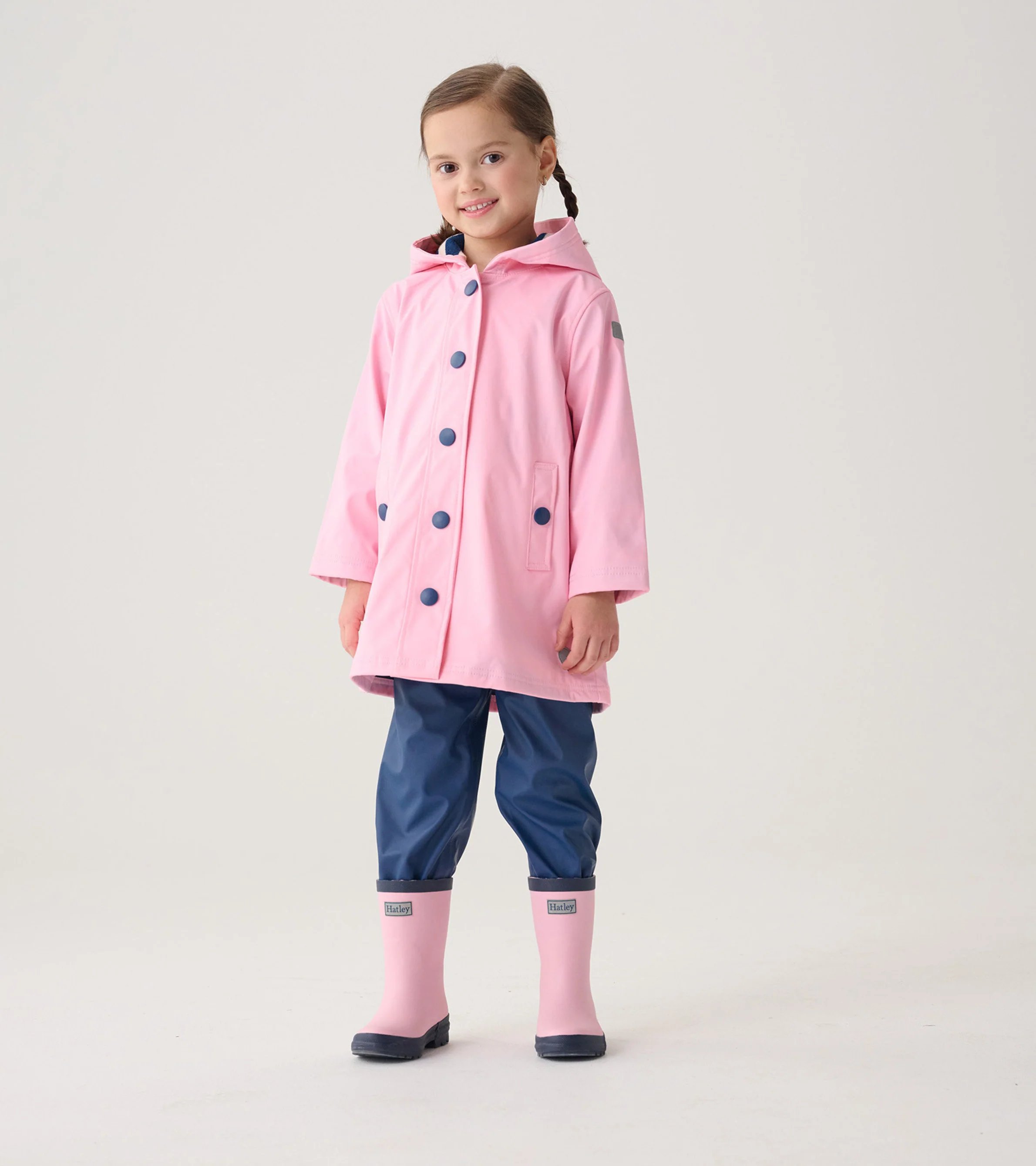 Kids Pink & Navy Matte Rain Boots - Image 4