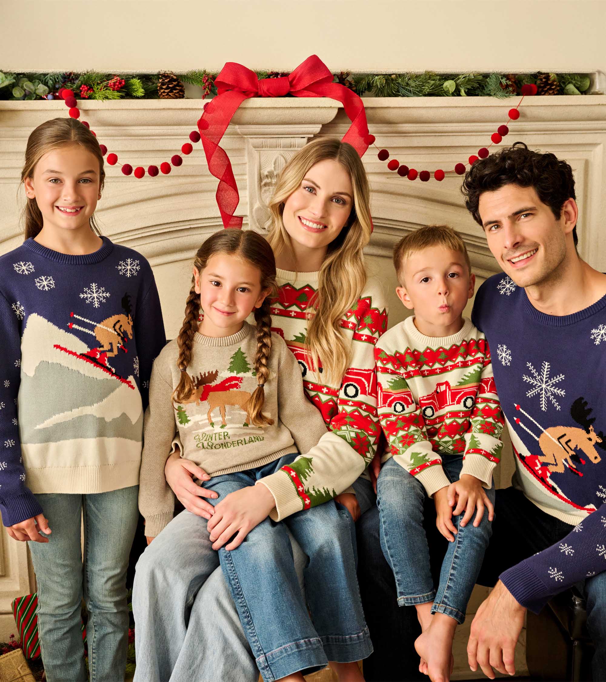 Kids Skiing Moose Holiday Sweater - Image 3