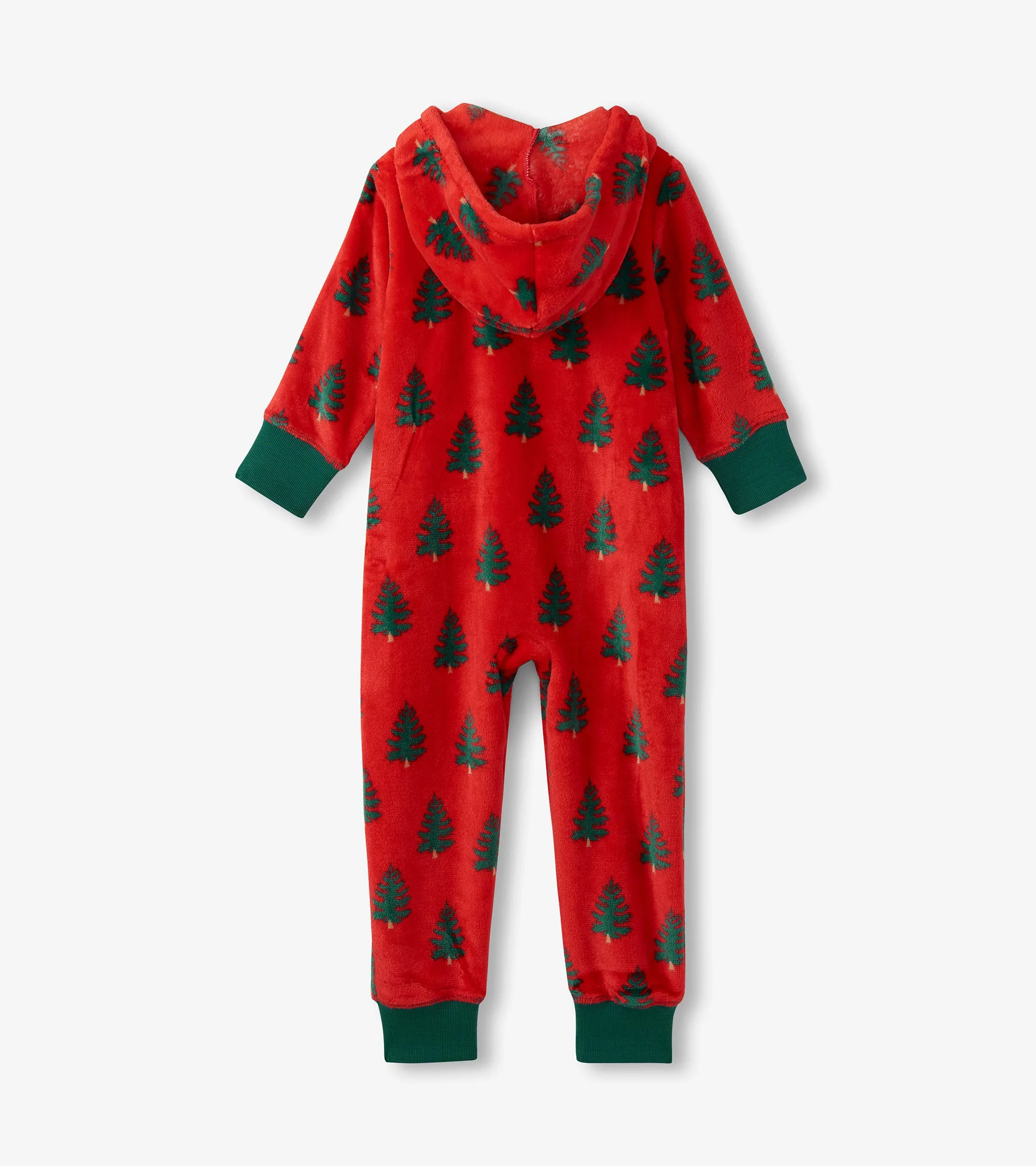 Kids Trees On Red Hooded Fleece Jumpsuit - Image 3