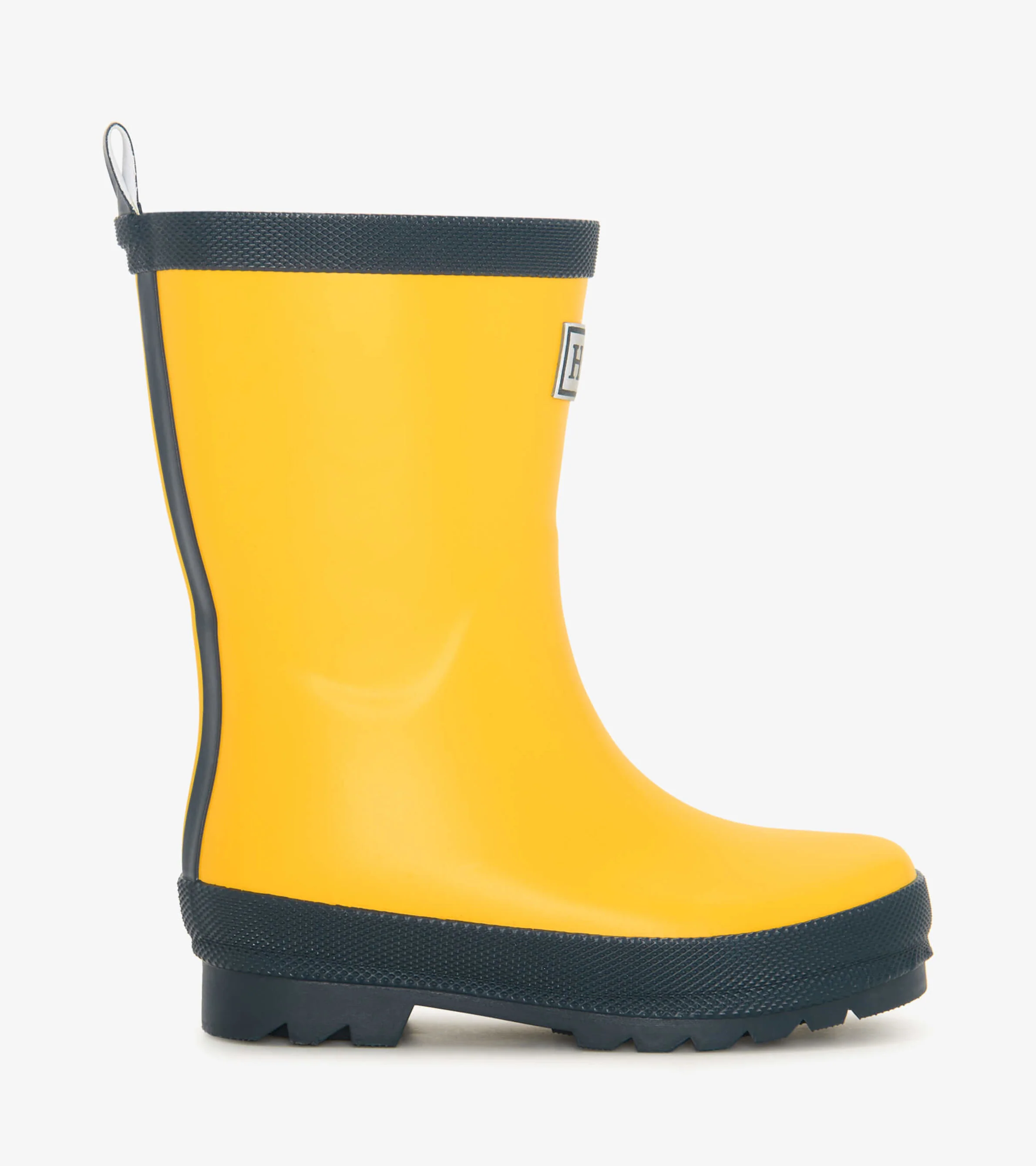 Kids Yellow & Navy Matte Rain Boots - Image 3
