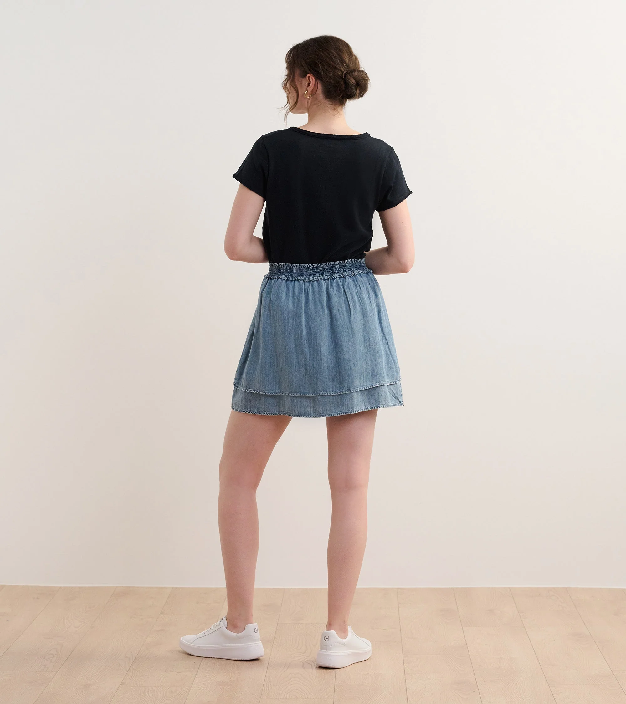 Layered Smocked Skirt - Blue Acid Wash - Image 4
