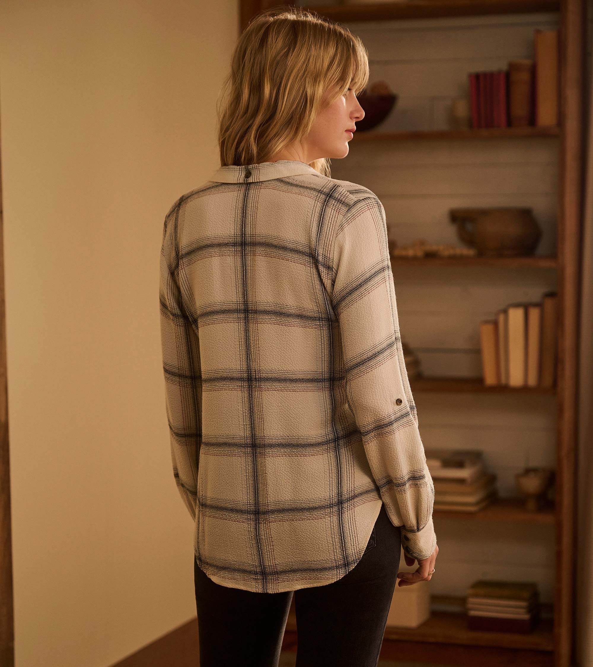 Lila Button Down - Cream Plaid - Image 4