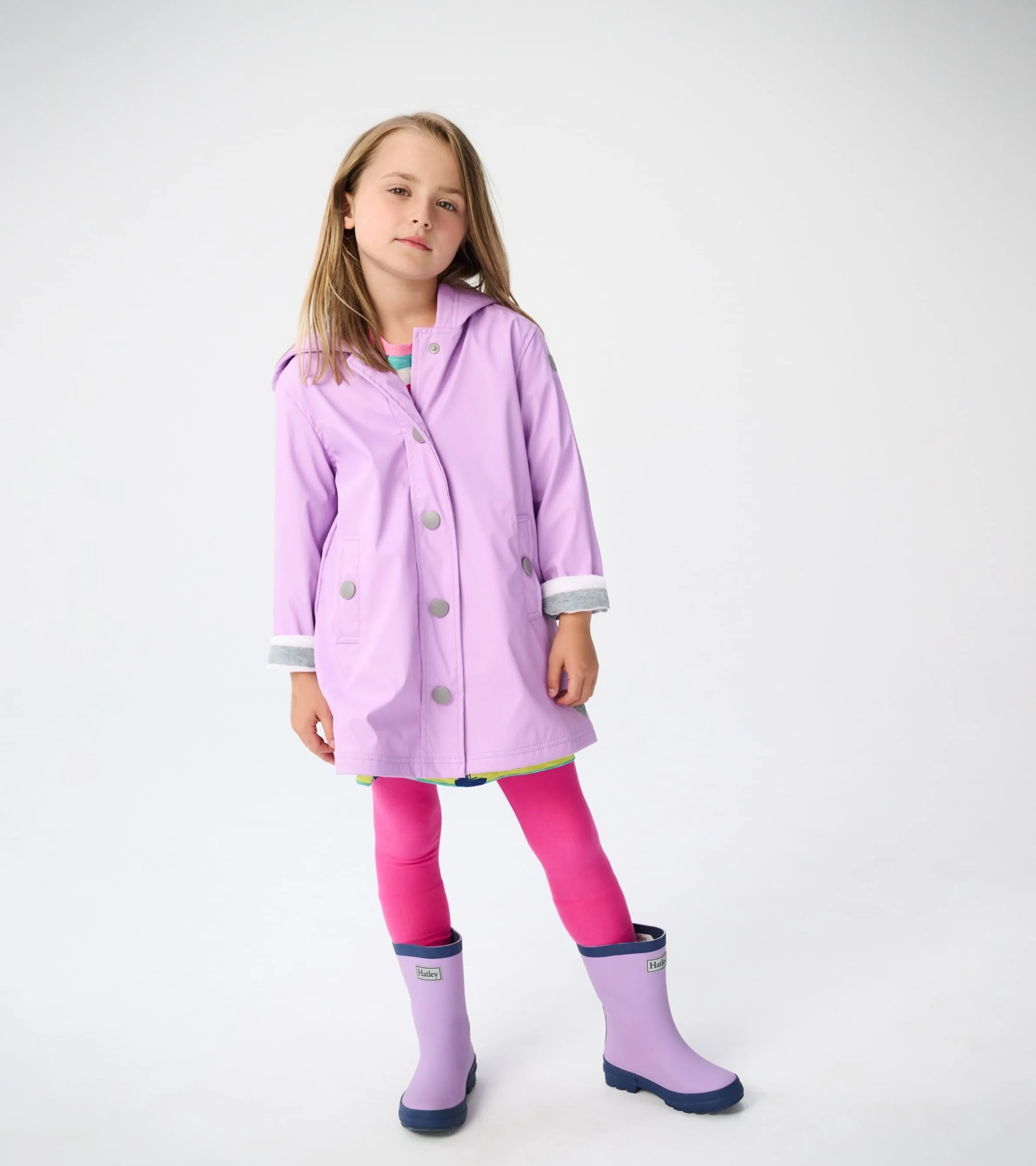 Kids Lilac And Navy Matte Rain Boots - Image 4