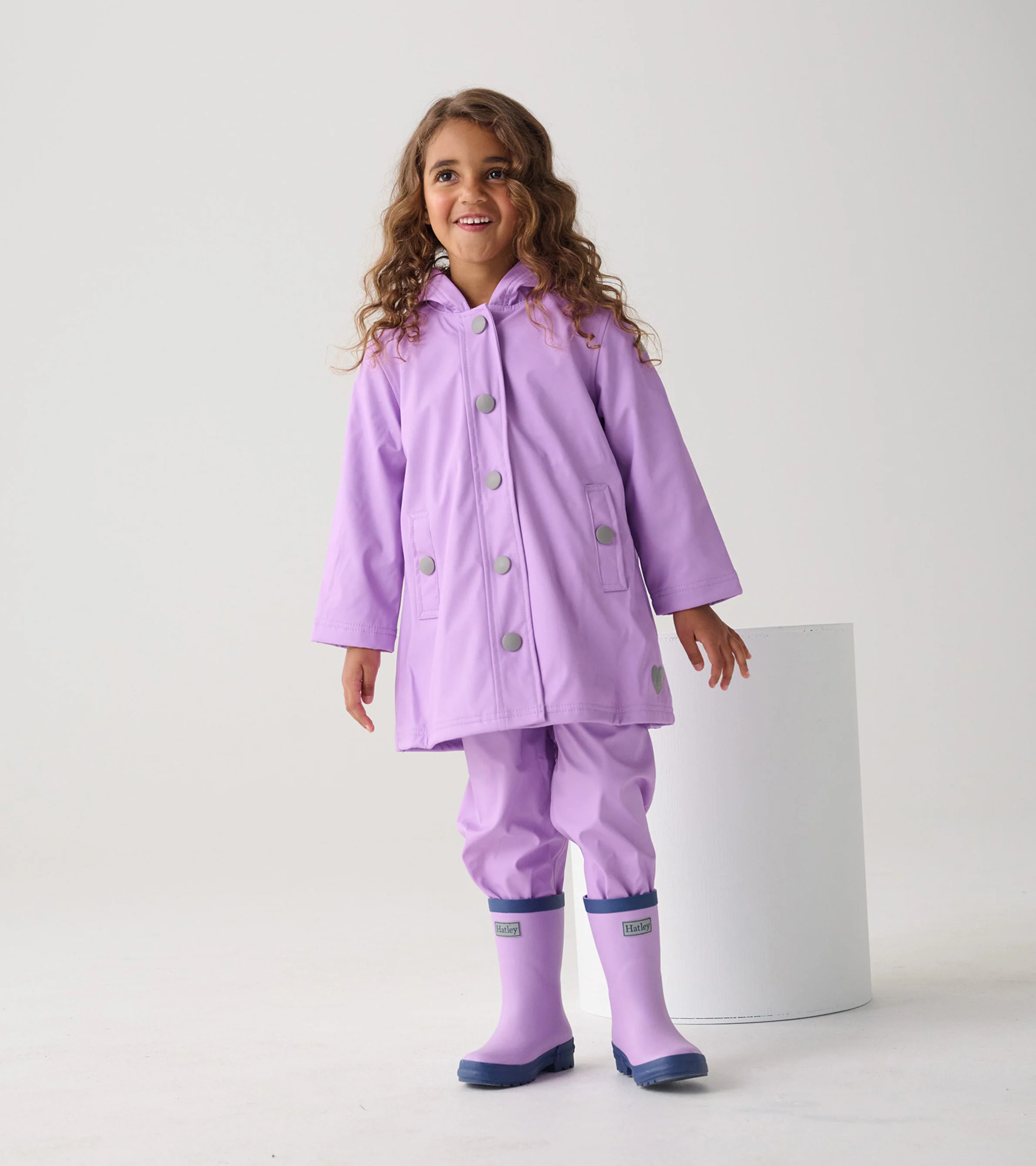 Girls Lilac Button-Up Rain Jacket - Image 2