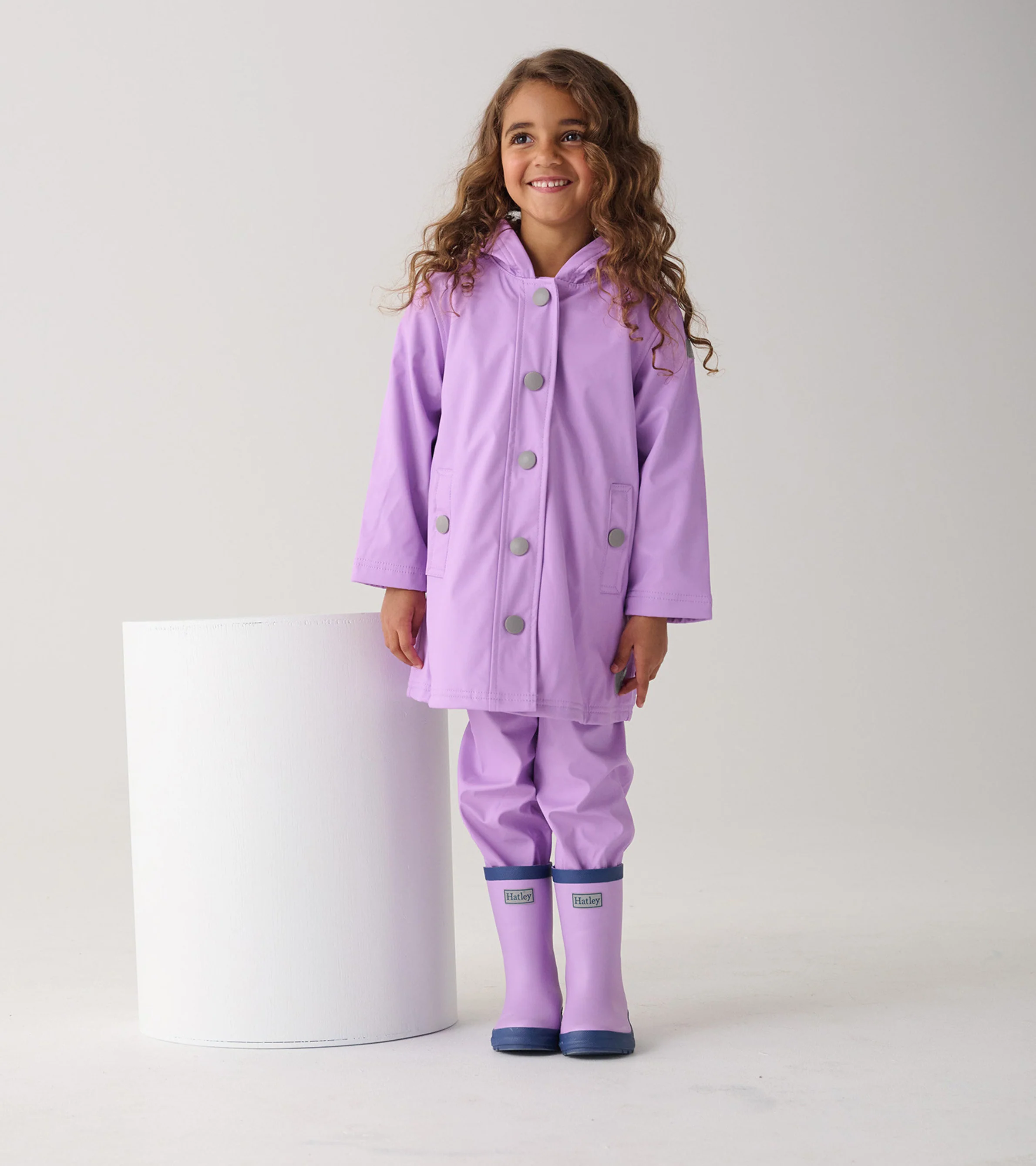 Girls Lilac Button-Up Rain Jacket - Image 4