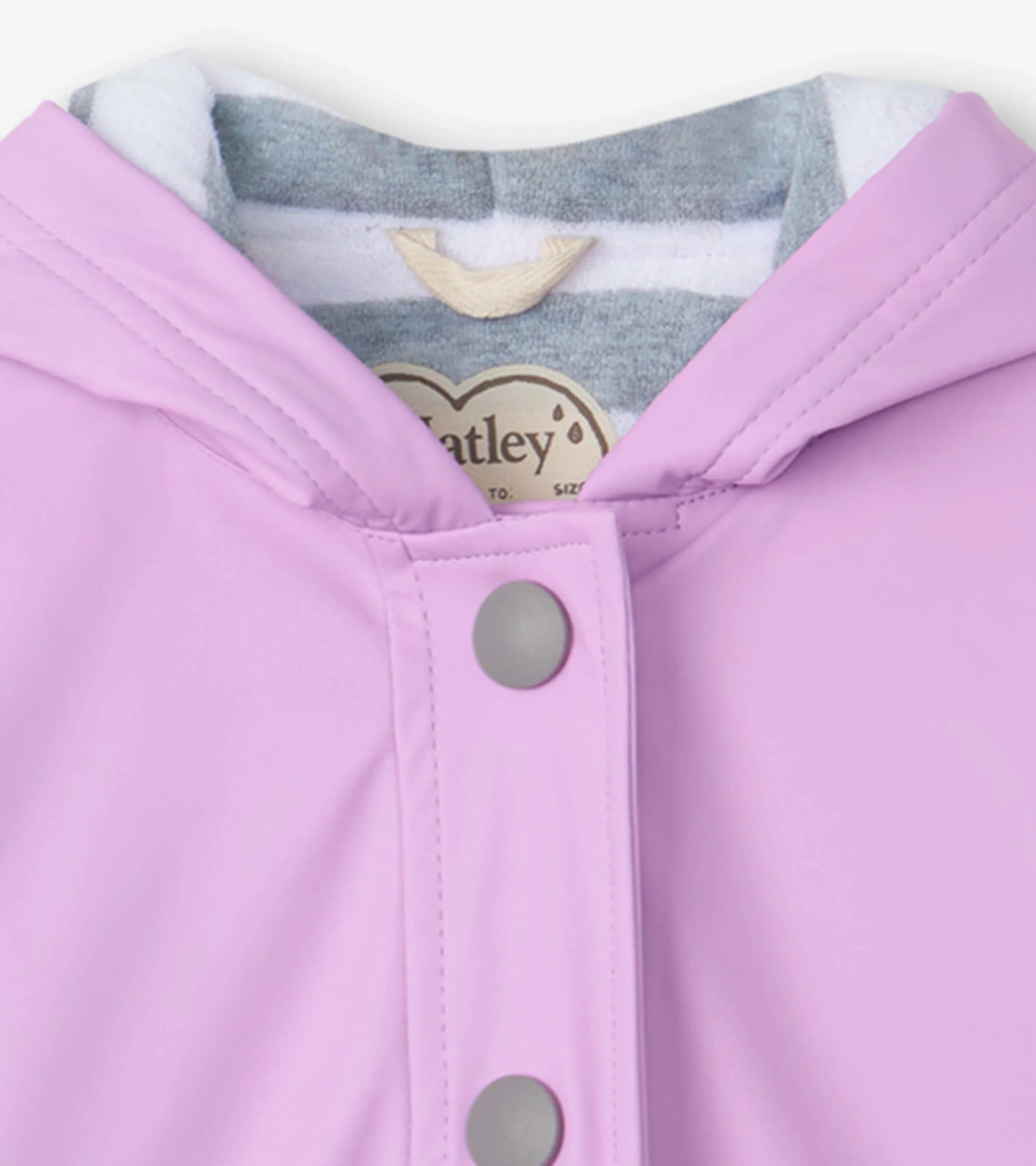 Girls Lilac Button-Up Rain Jacket - Image 6