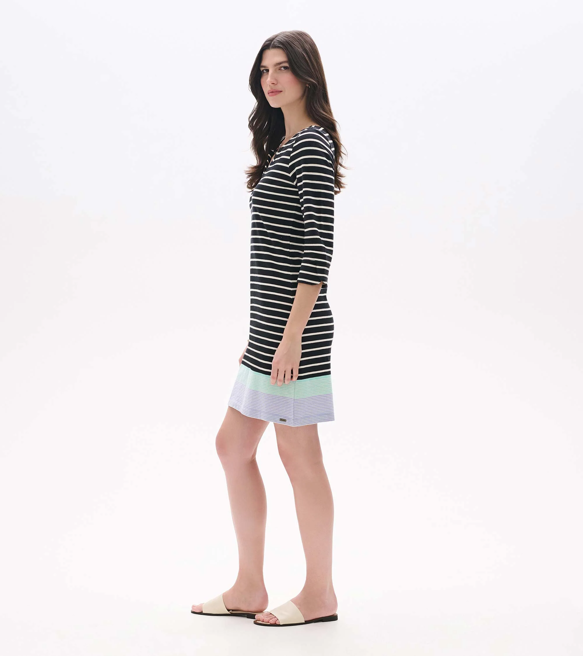 Lily Notch Neck Dress - Caviar Stripes - Image 3