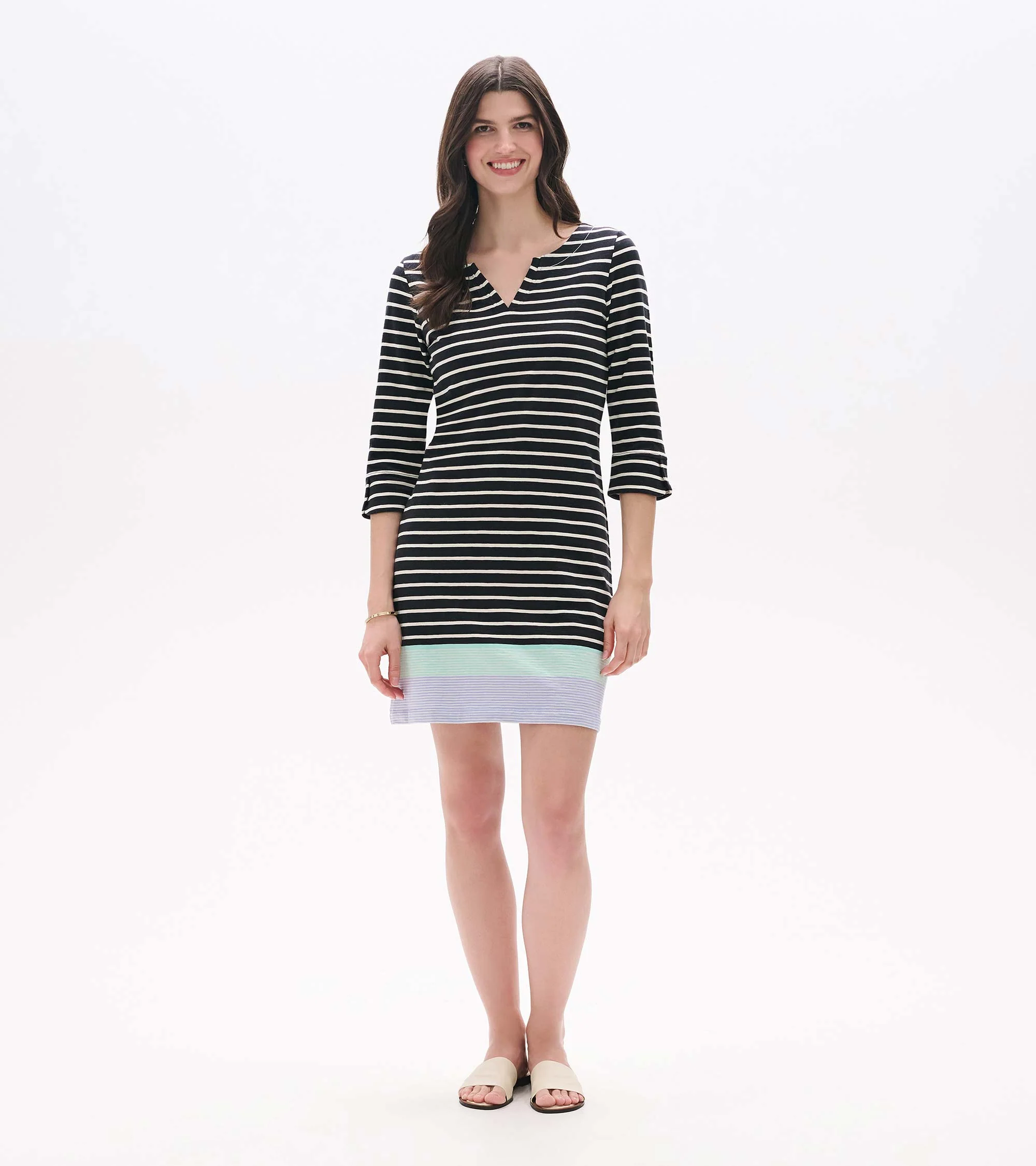 Lily Notch Neck Dress - Caviar Stripes - Image 5