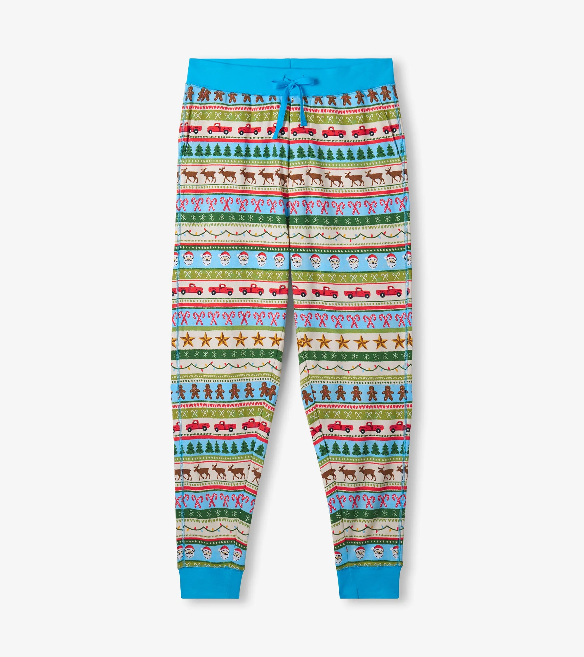 Men's Blue Fun Fair Isle Cotton Pajama Set - Image 5