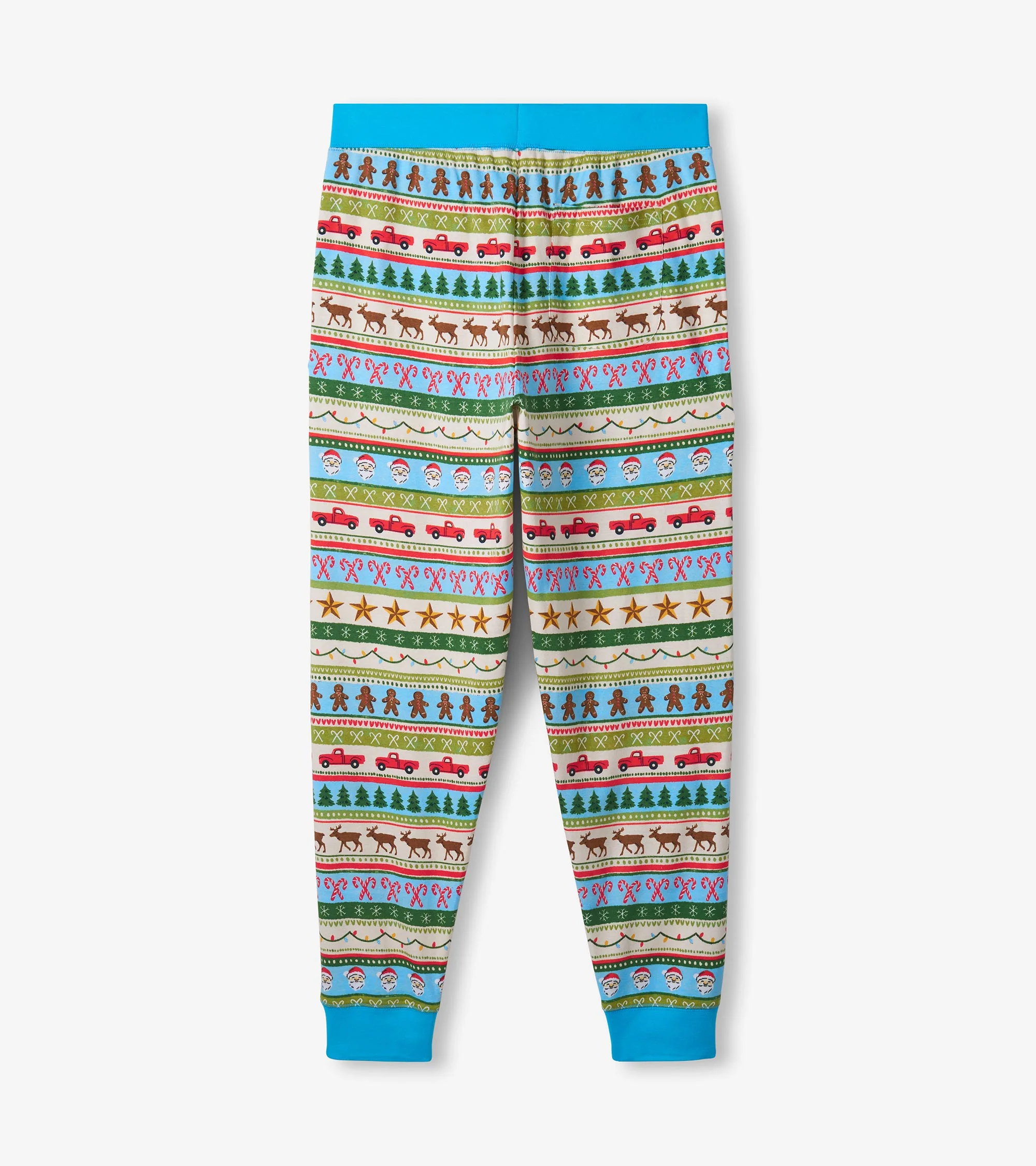 Men's Blue Fun Fair Isle Cotton Pajama Set - Image 7