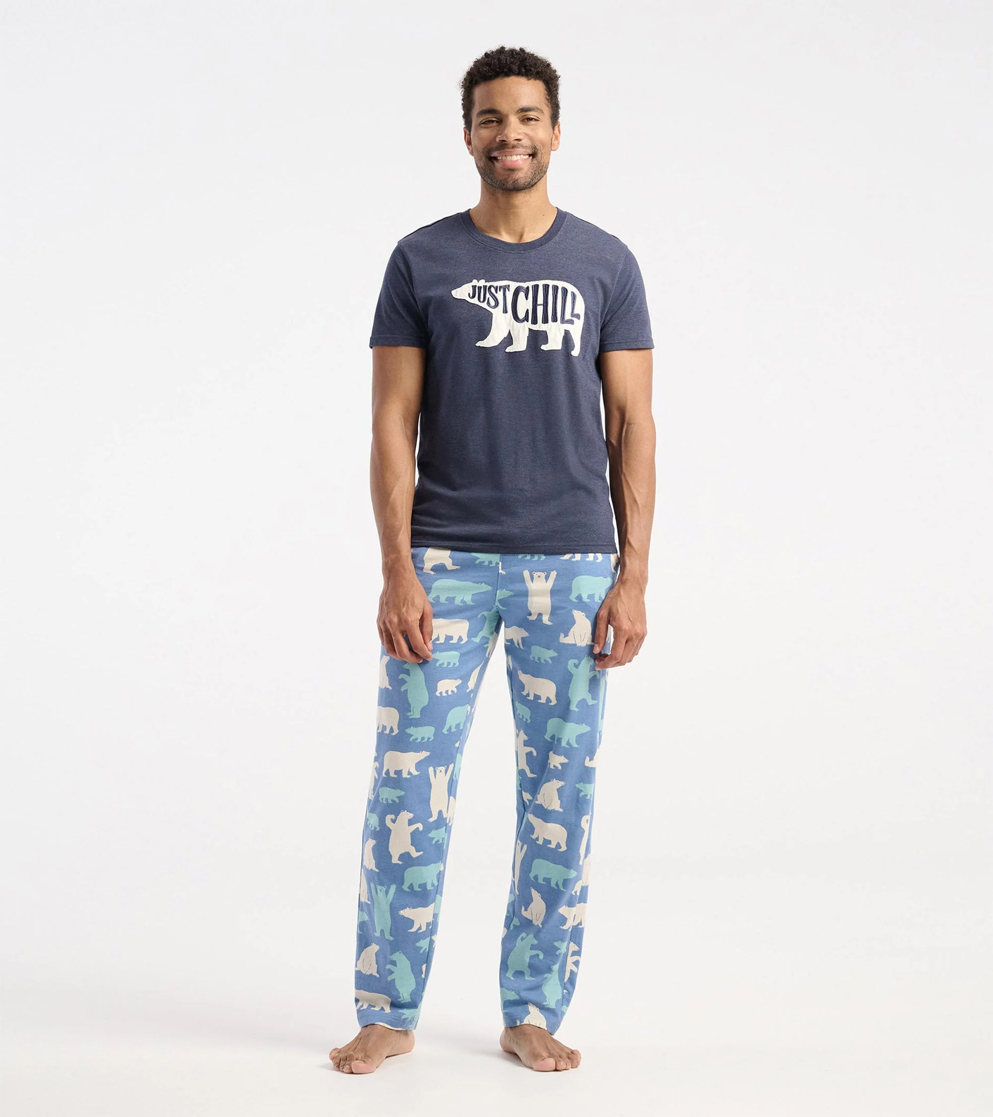 Men's Blue Polar Bears Cotton Pajama Pants - Image 4