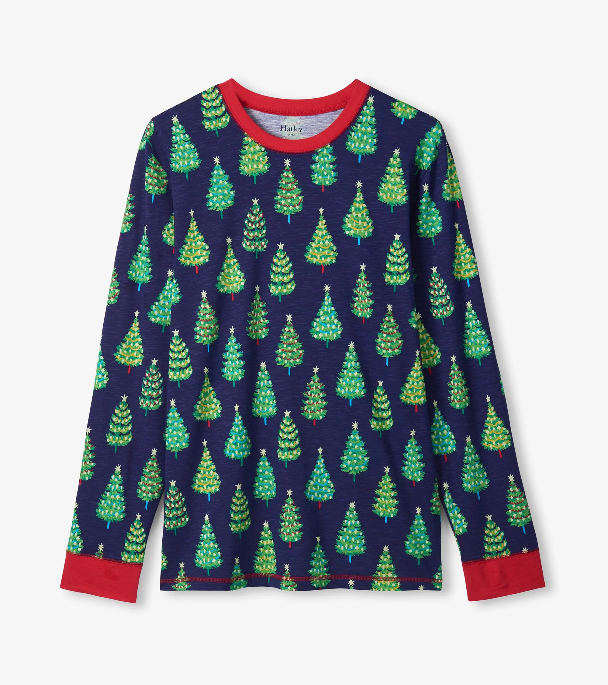 Men's Bottle Brush Trees Glow in the Dark Cotton Pajama Set - Image 5