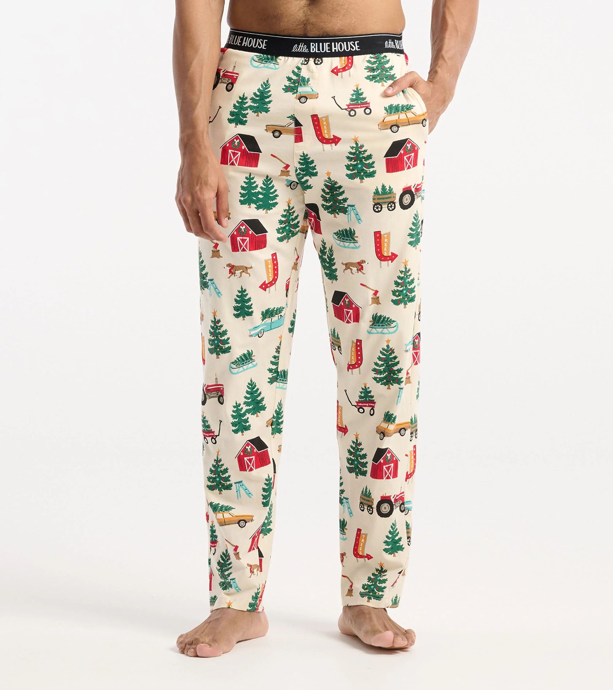 Men's Christmas Tree Farm Cotton Pajama Pants