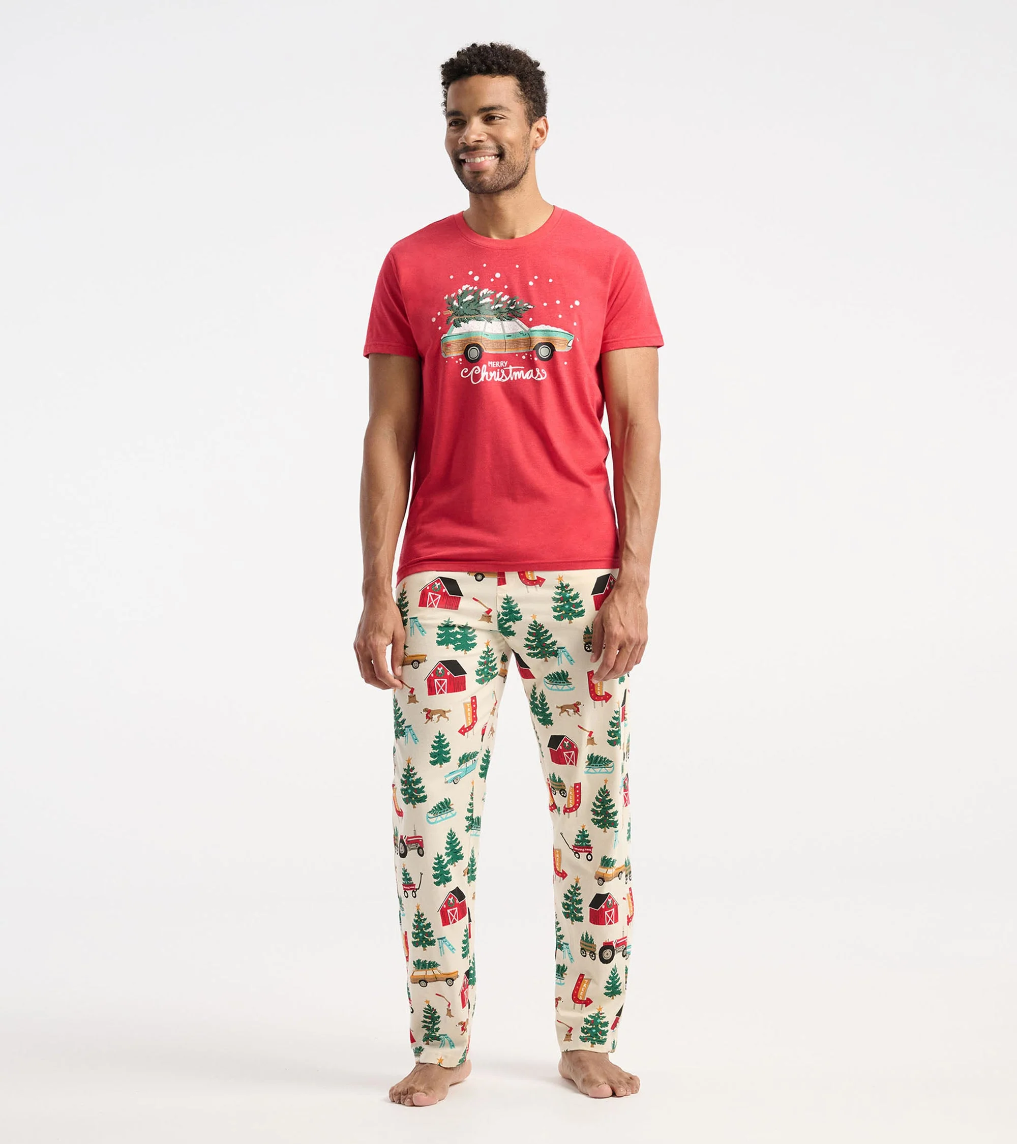 Men's Christmas Tree Farm Cotton Pajama Pants - Image 4