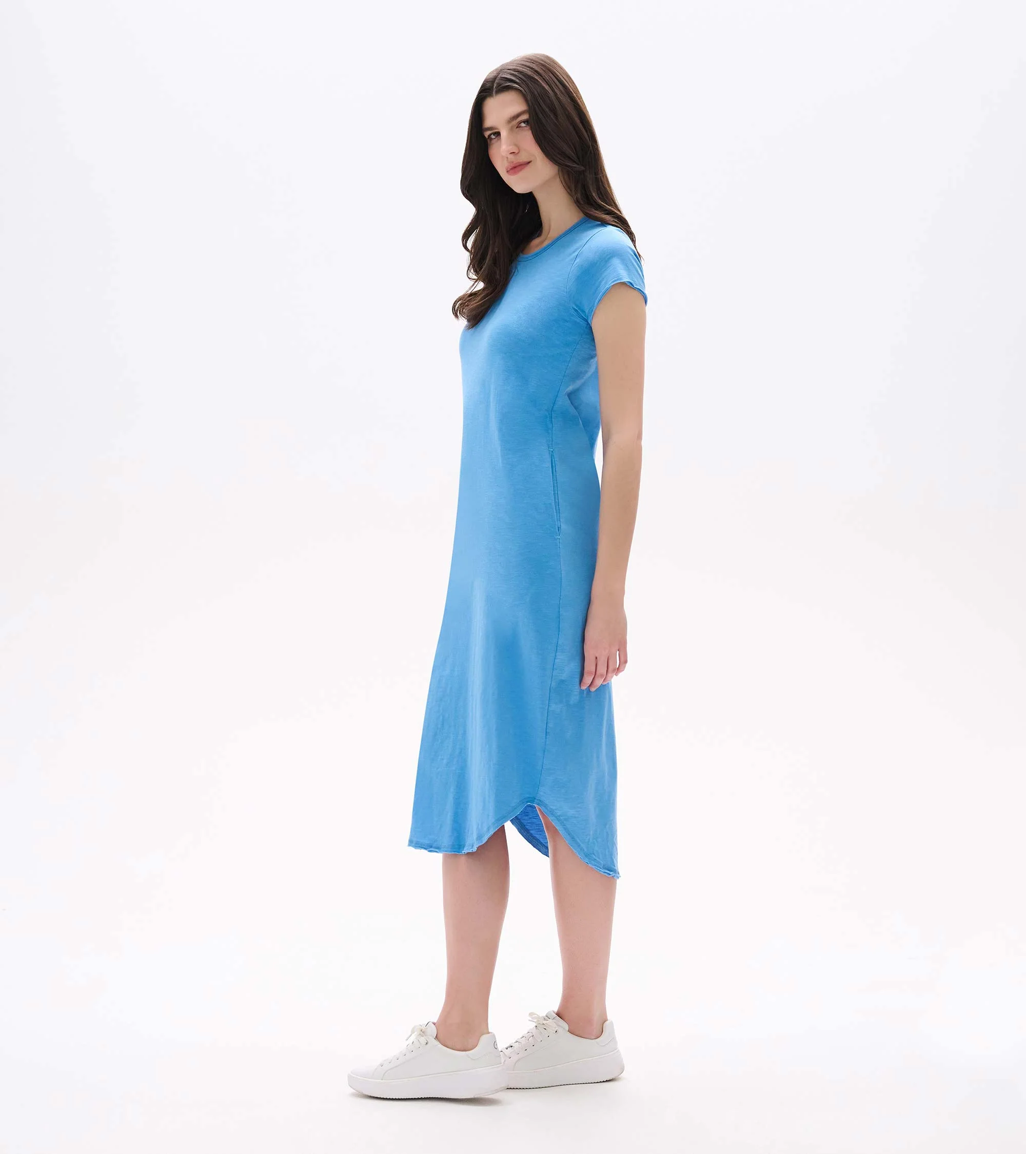 Midi Tee Shirt Dress - Azure - Image 4