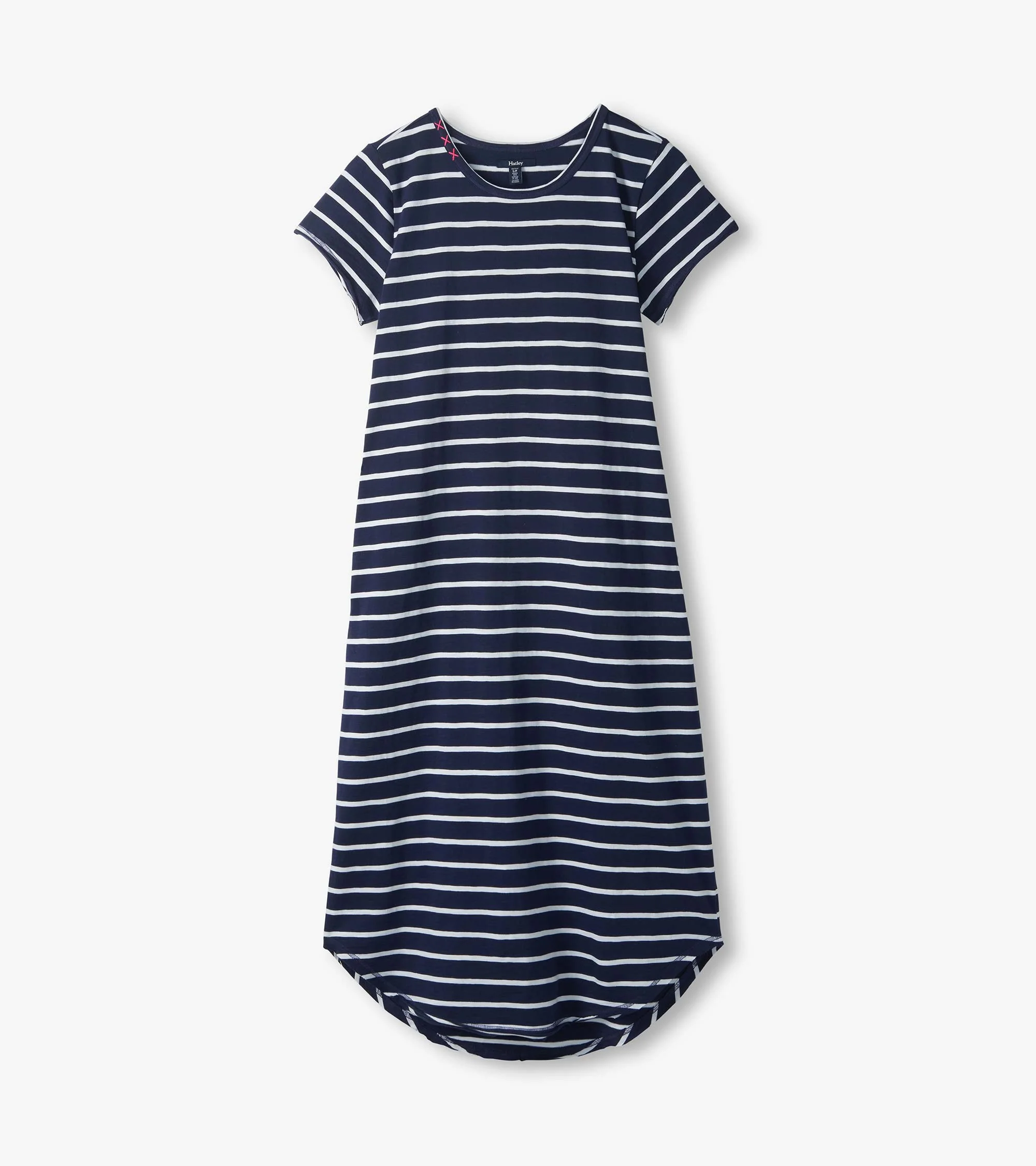 Midi Tee Shirt Dress - Navy and White Stripes - Image 2