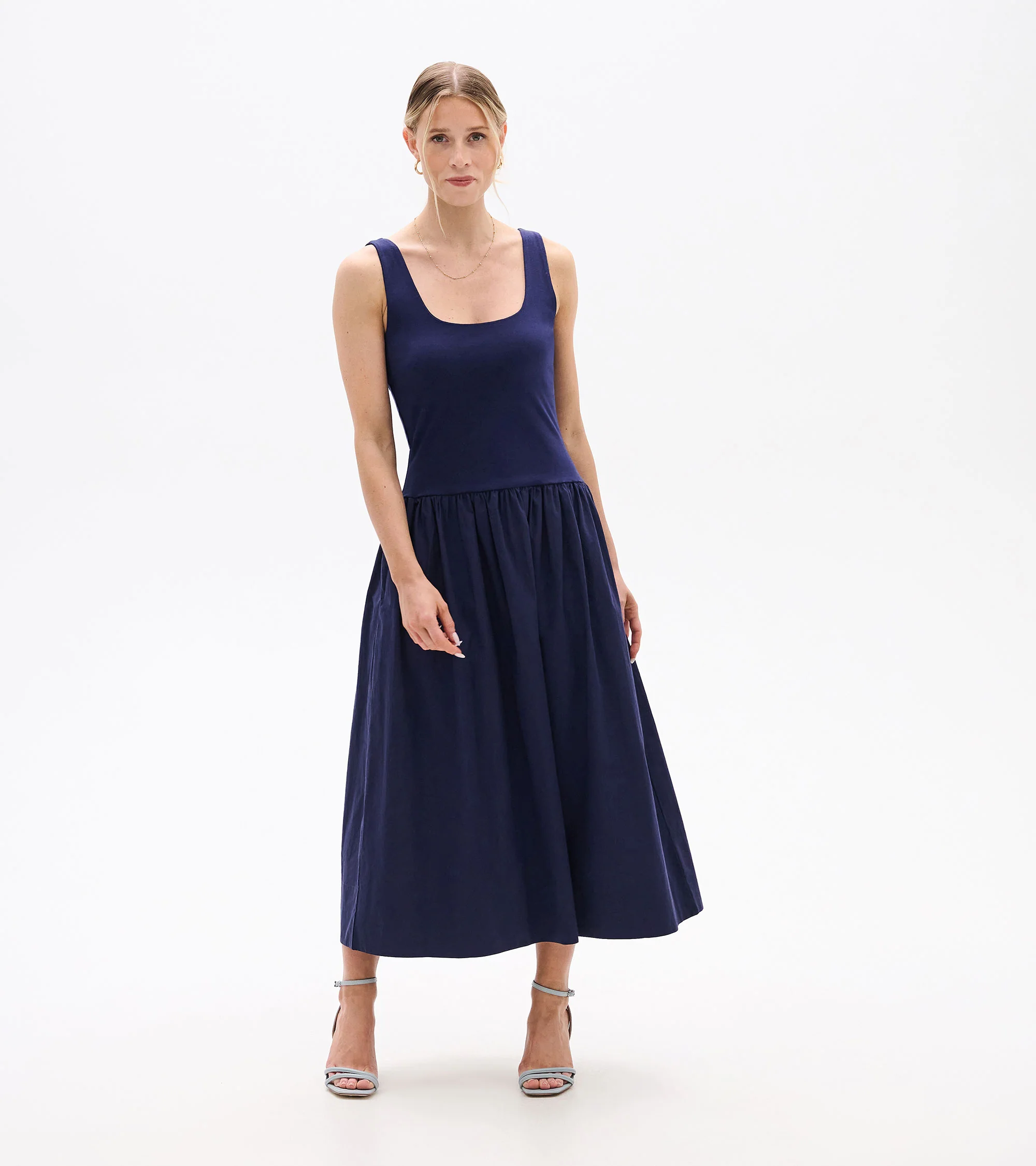 Mix Media Midi Dress - Patriot Blue