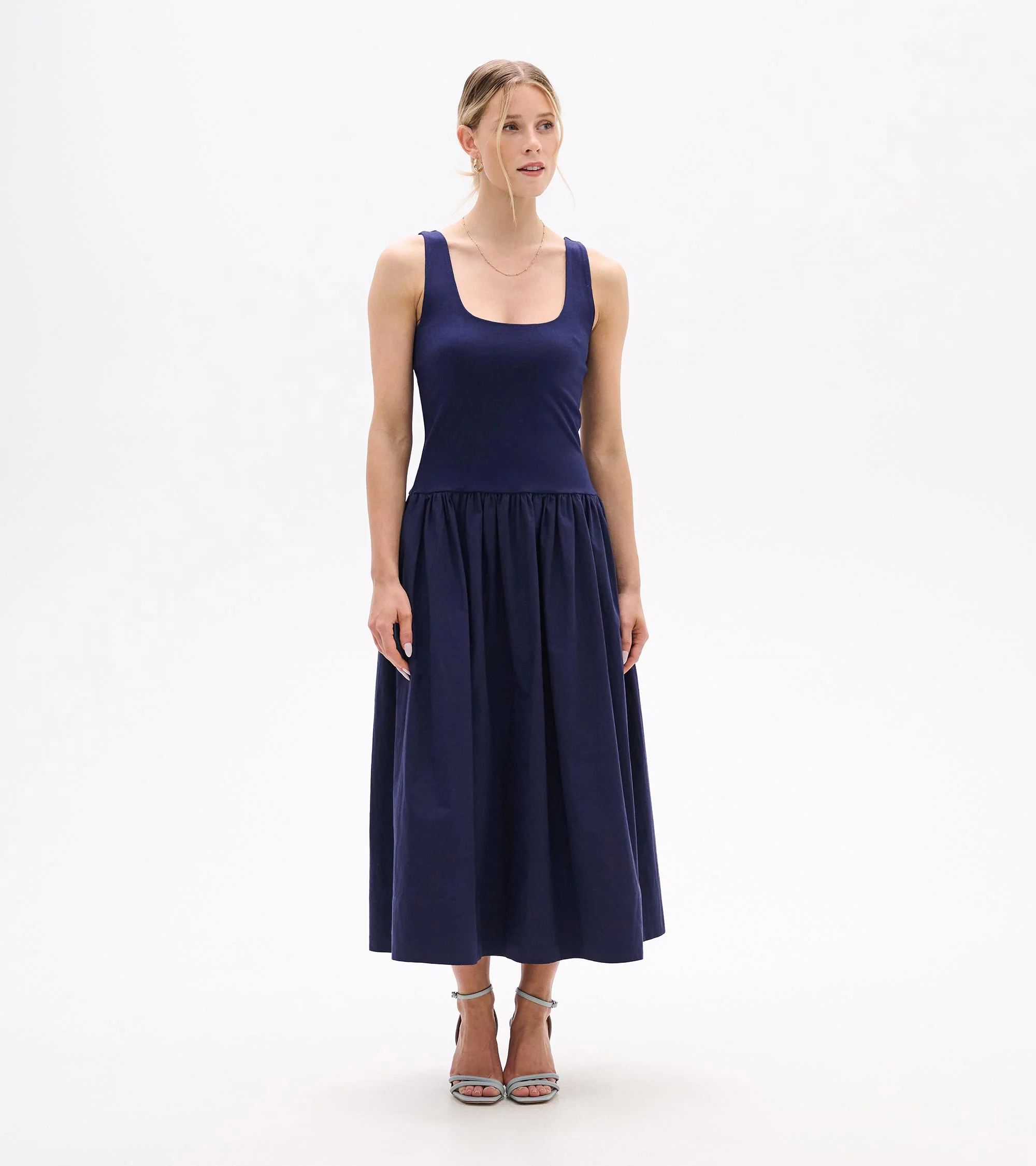 Mix Media Midi Dress - Patriot Blue - Image 4