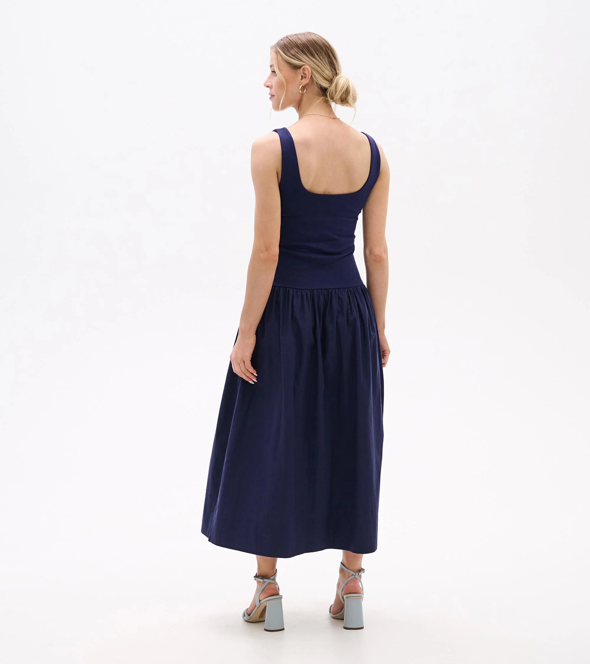 Mix Media Midi Dress - Patriot Blue - Image 5