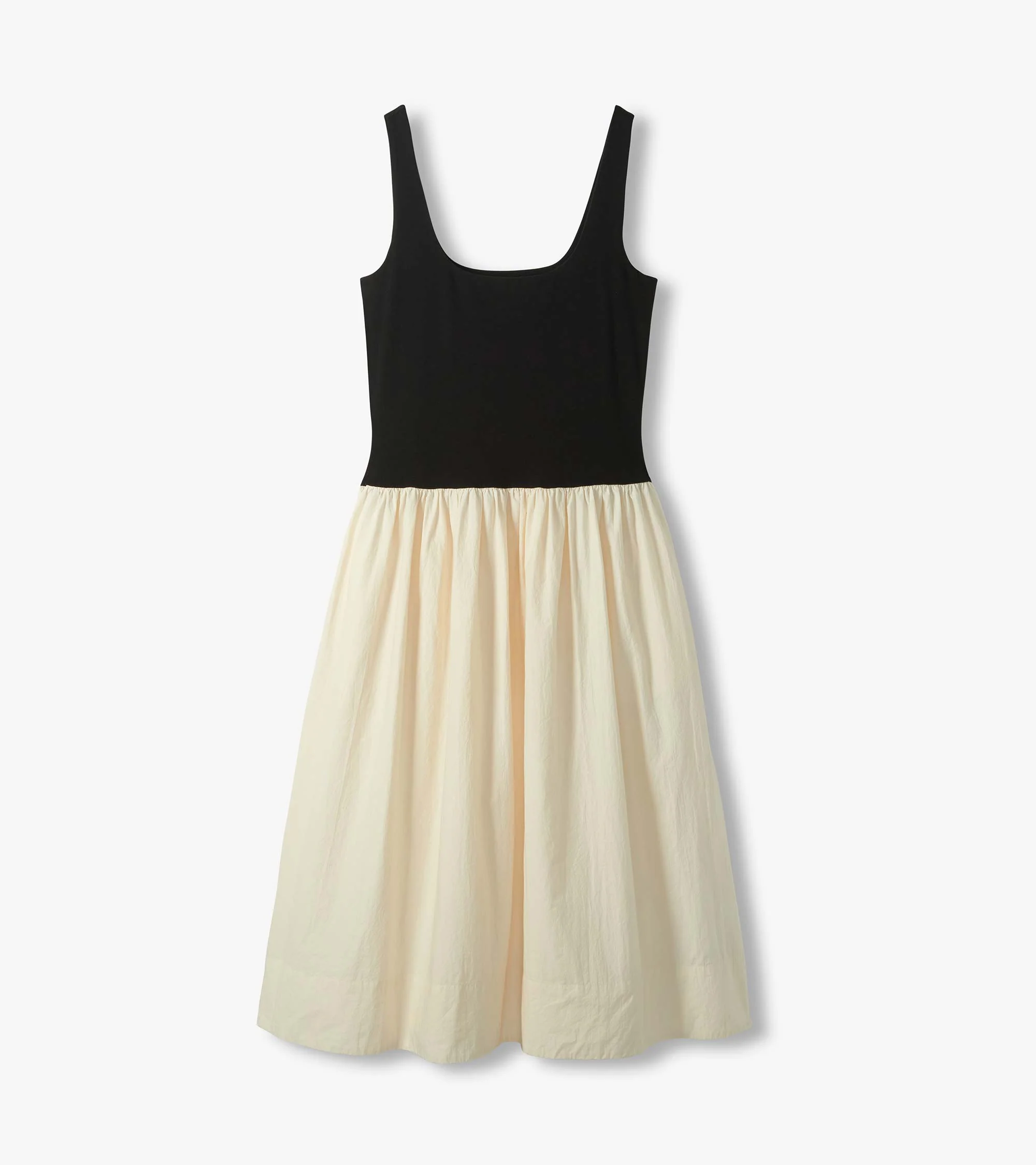Mix Media Midi Dress - Whisper White and Black - Image 2