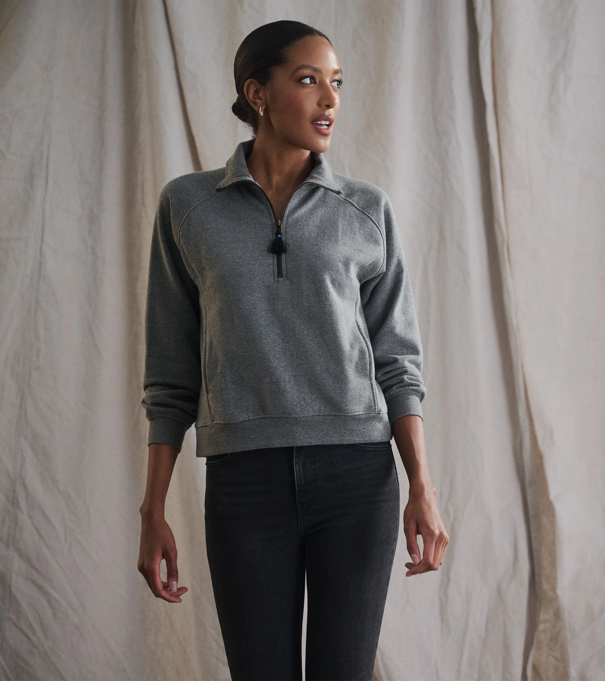 Mock Neck Pullover - Charcoal Heather - Image 3