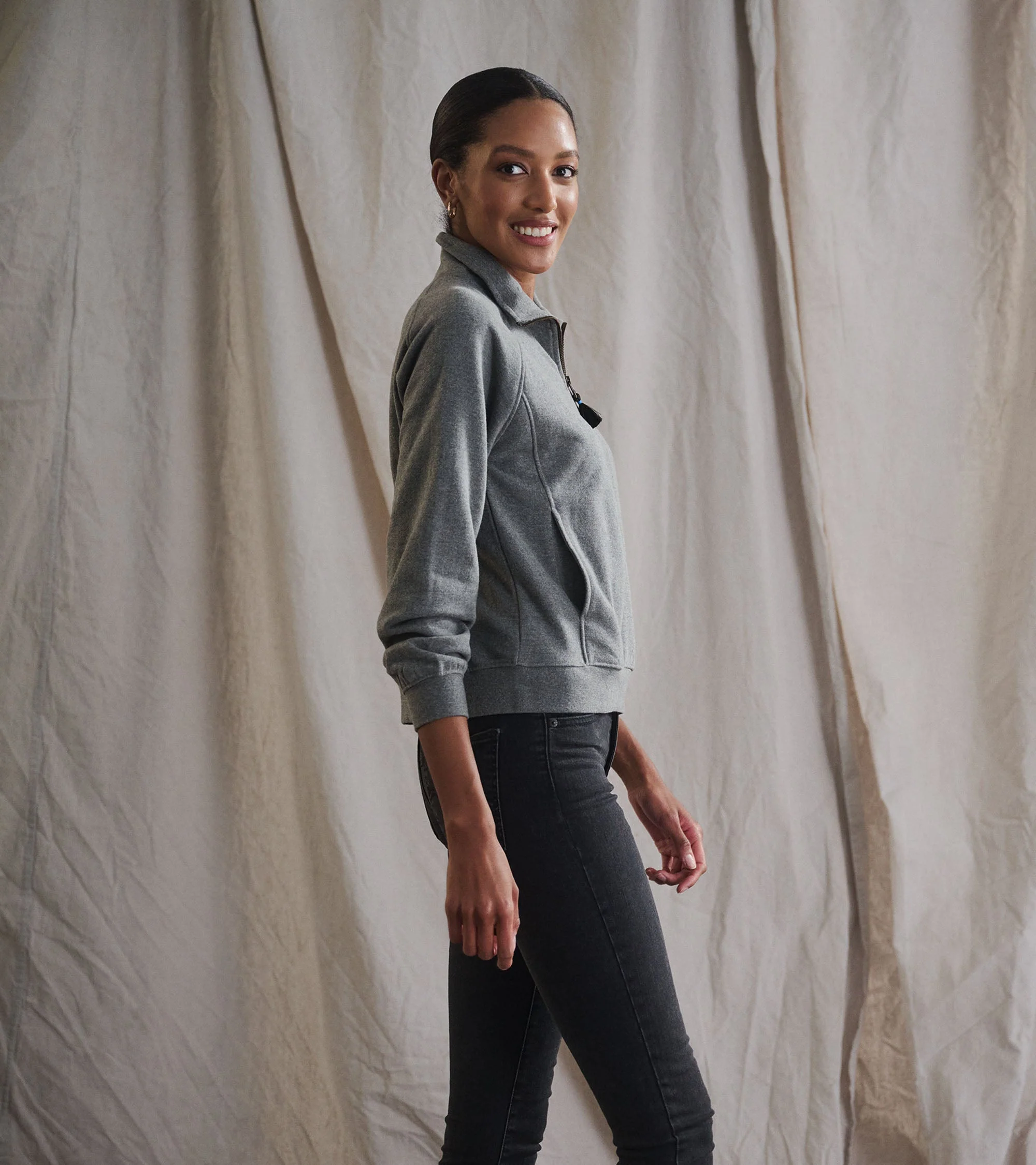 Mock Neck Pullover - Charcoal Heather - Image 4