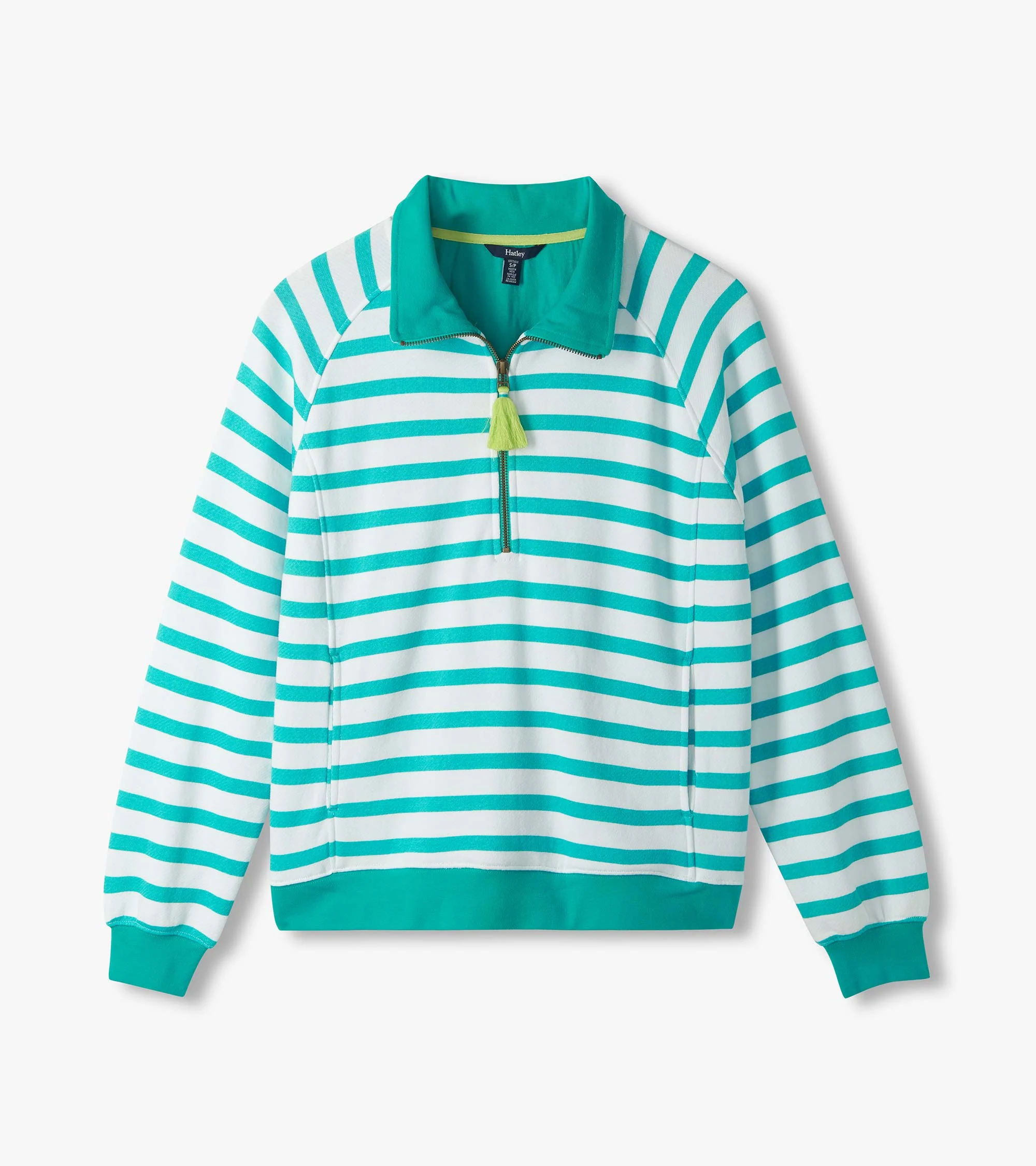Mock Neck Pullover - Green Ceramic Stripes - Image 2