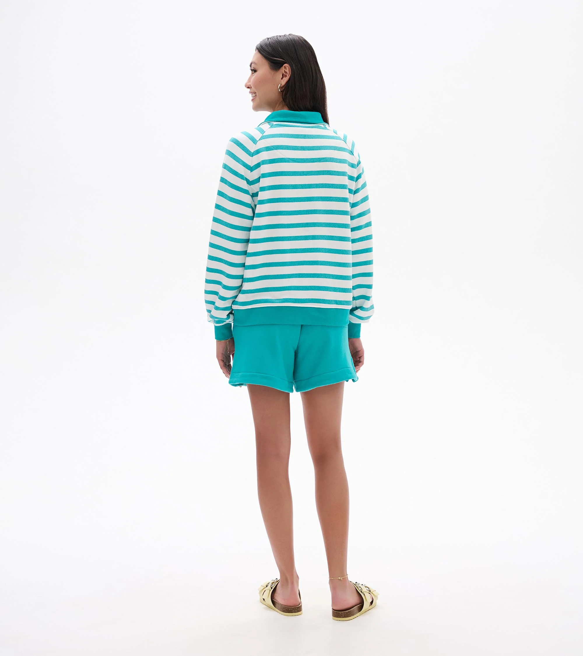 Mock Neck Pullover - Green Ceramic Stripes - Image 4