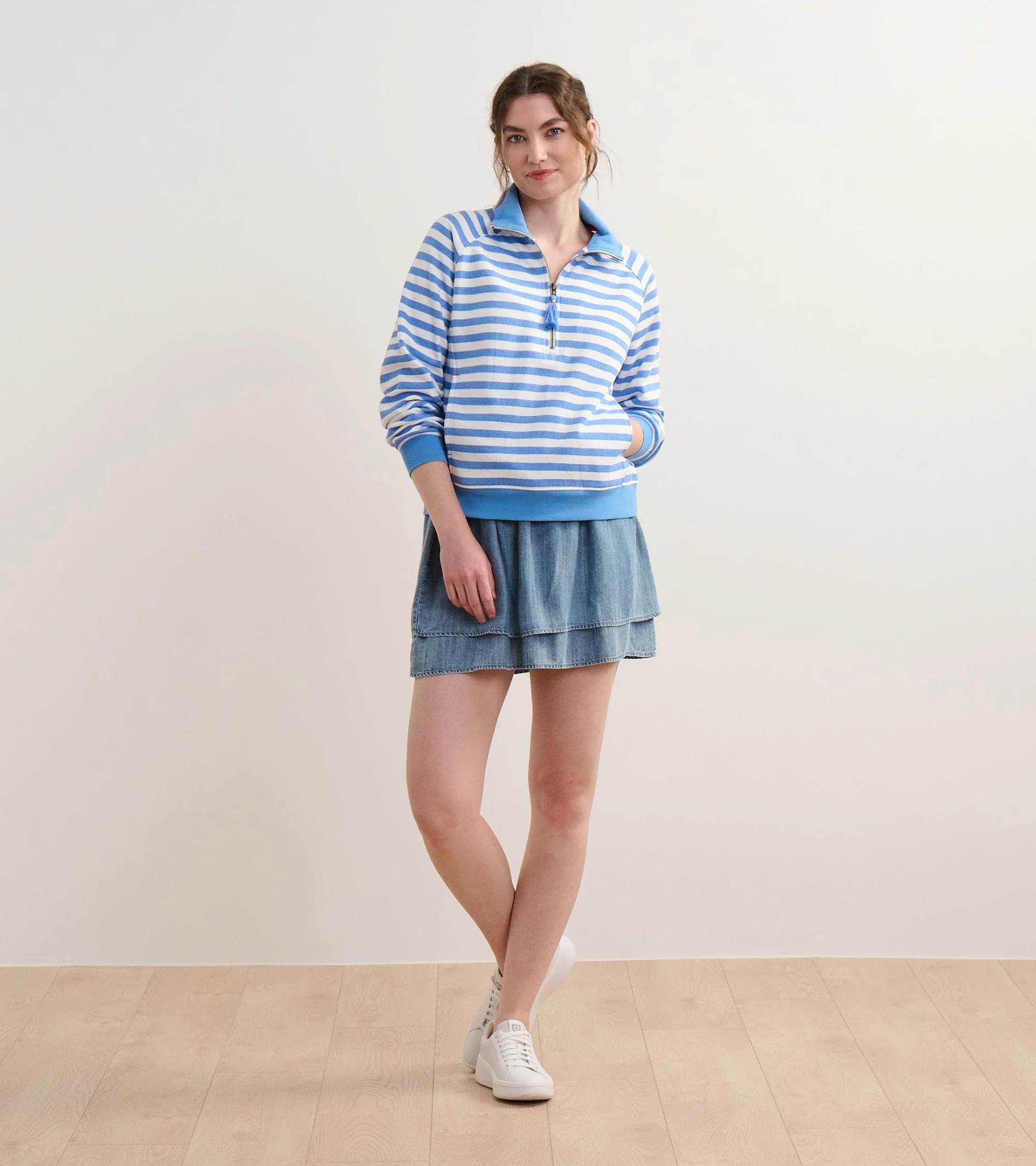 Mock Neck Pullover - Marina Stripes - Image 3