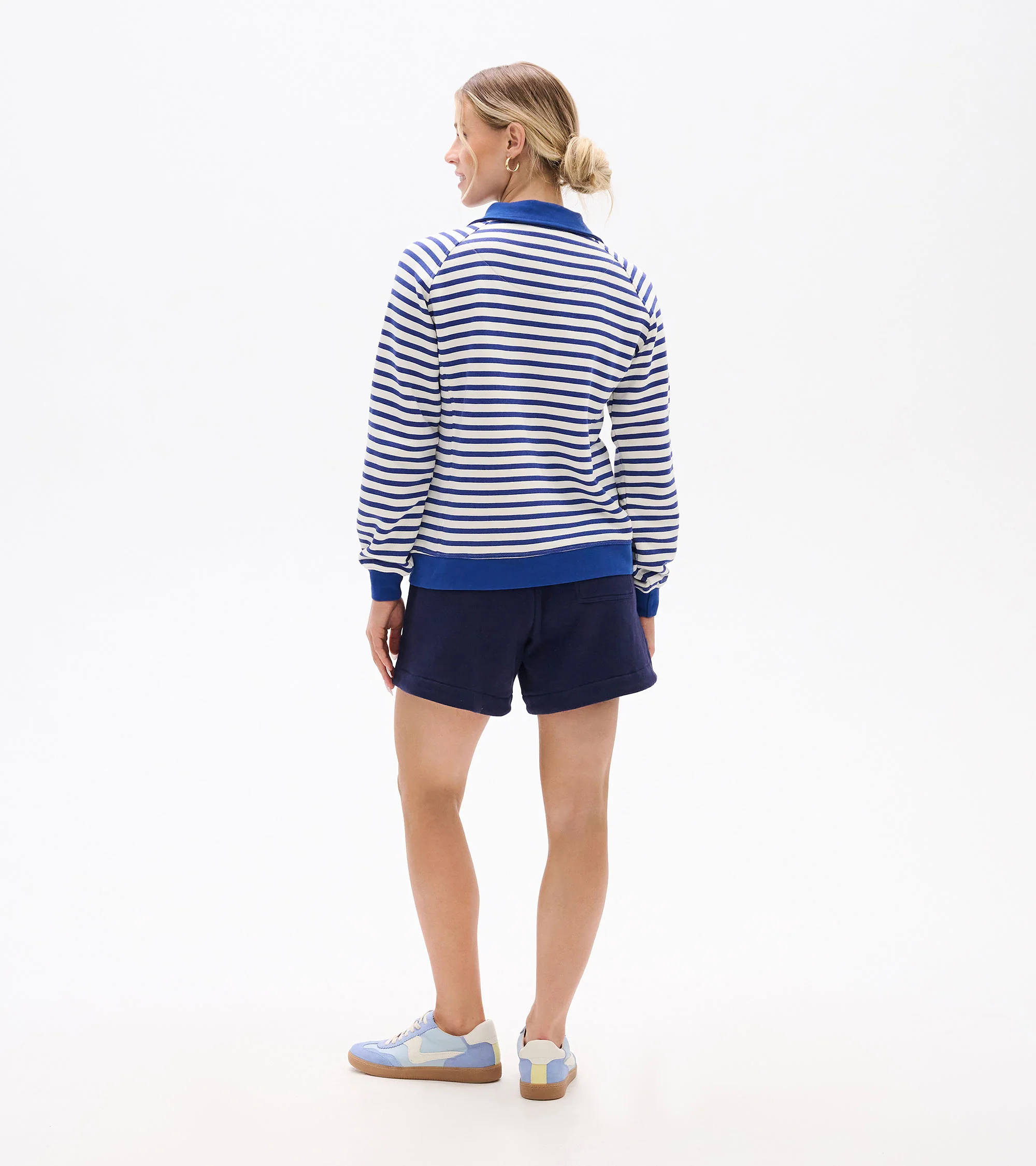 Mock Neck Pullover - Mezarine Blue Stripes - Image 6