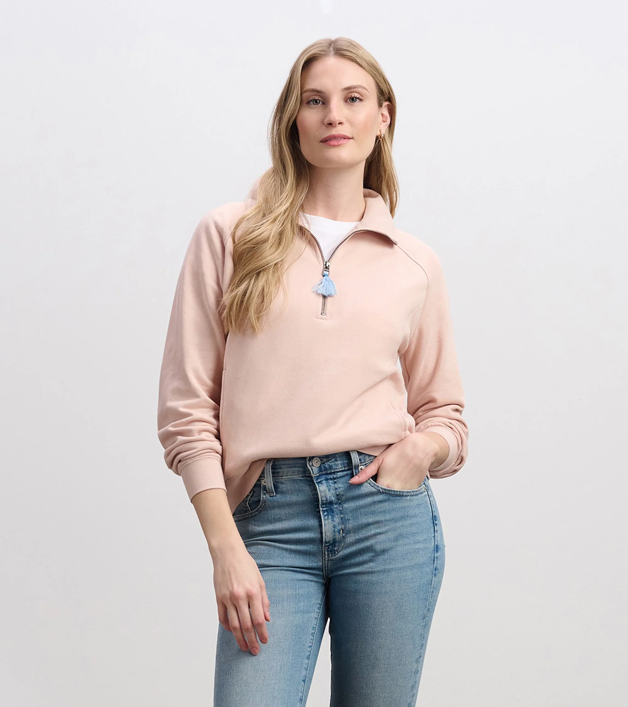Mock Neck Pullover - Pink