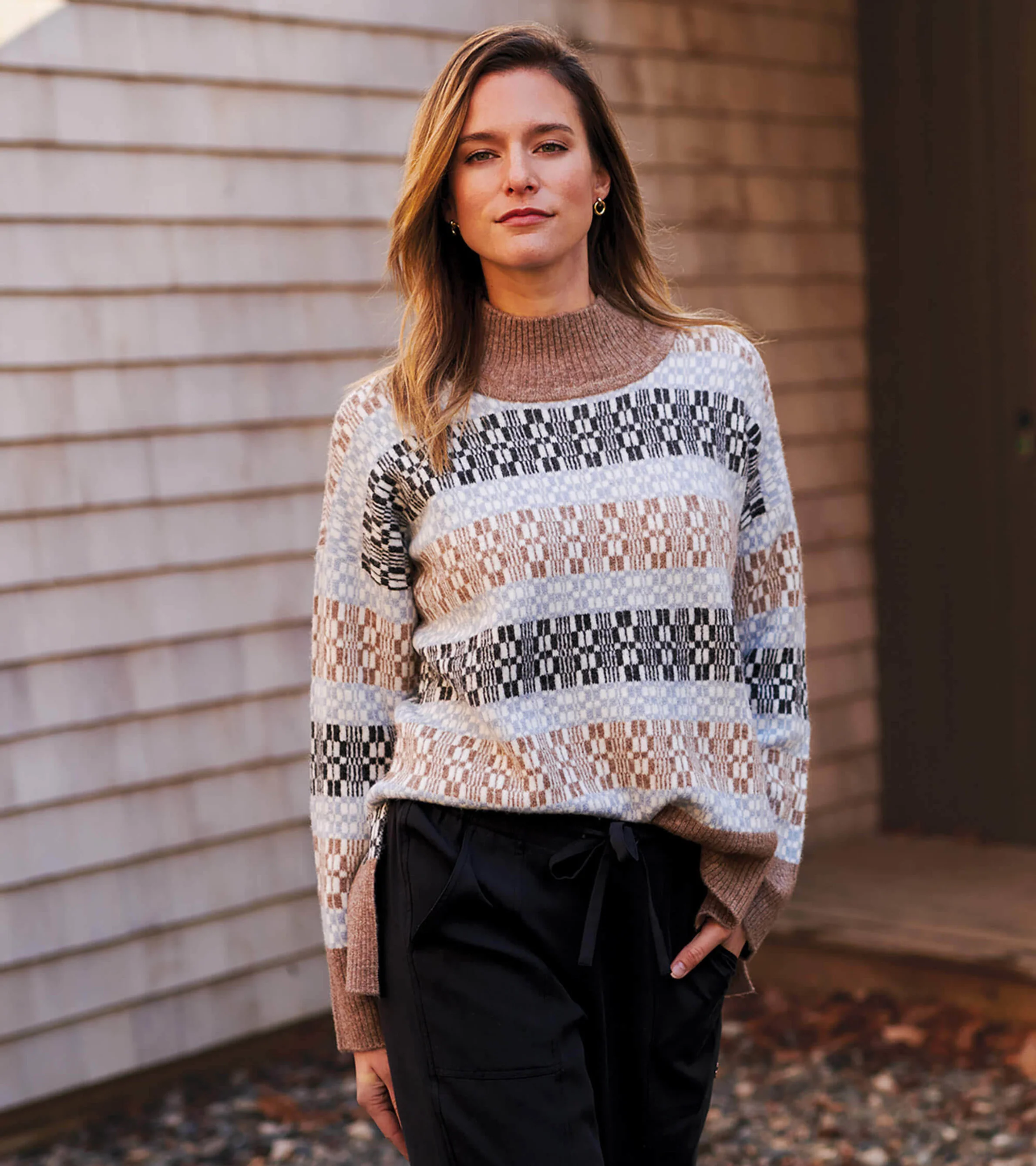 Mock Neck Sweater - Celestial Plaid - Image 2