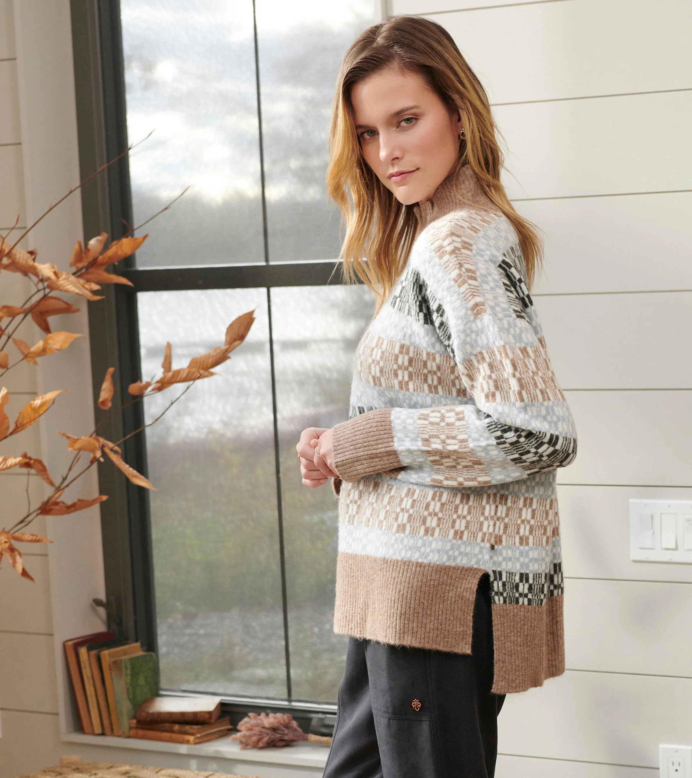 Mock Neck Sweater - Celestial Plaid - Image 3
