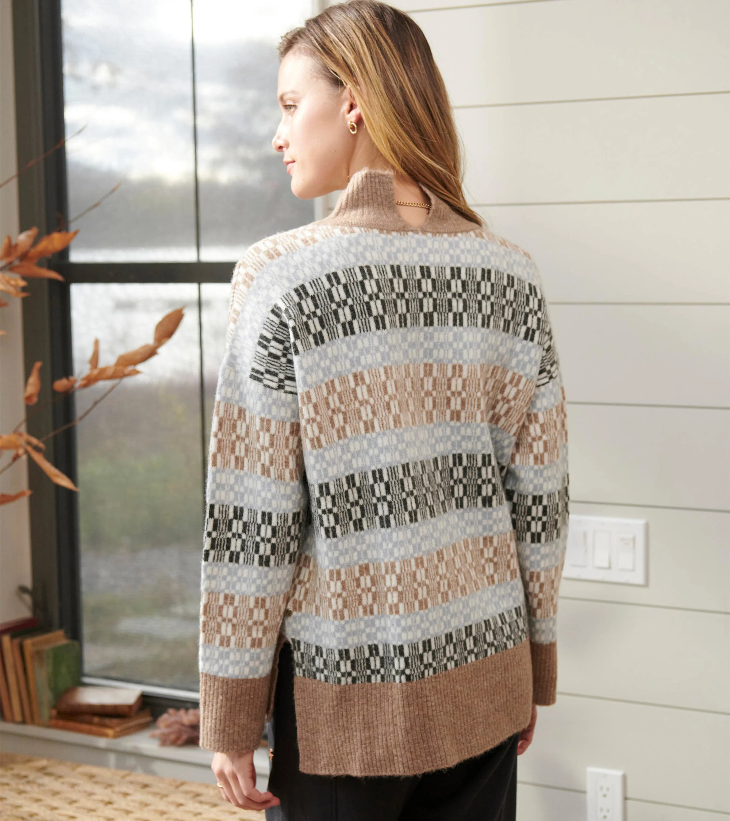 Mock Neck Sweater - Celestial Plaid - Image 4