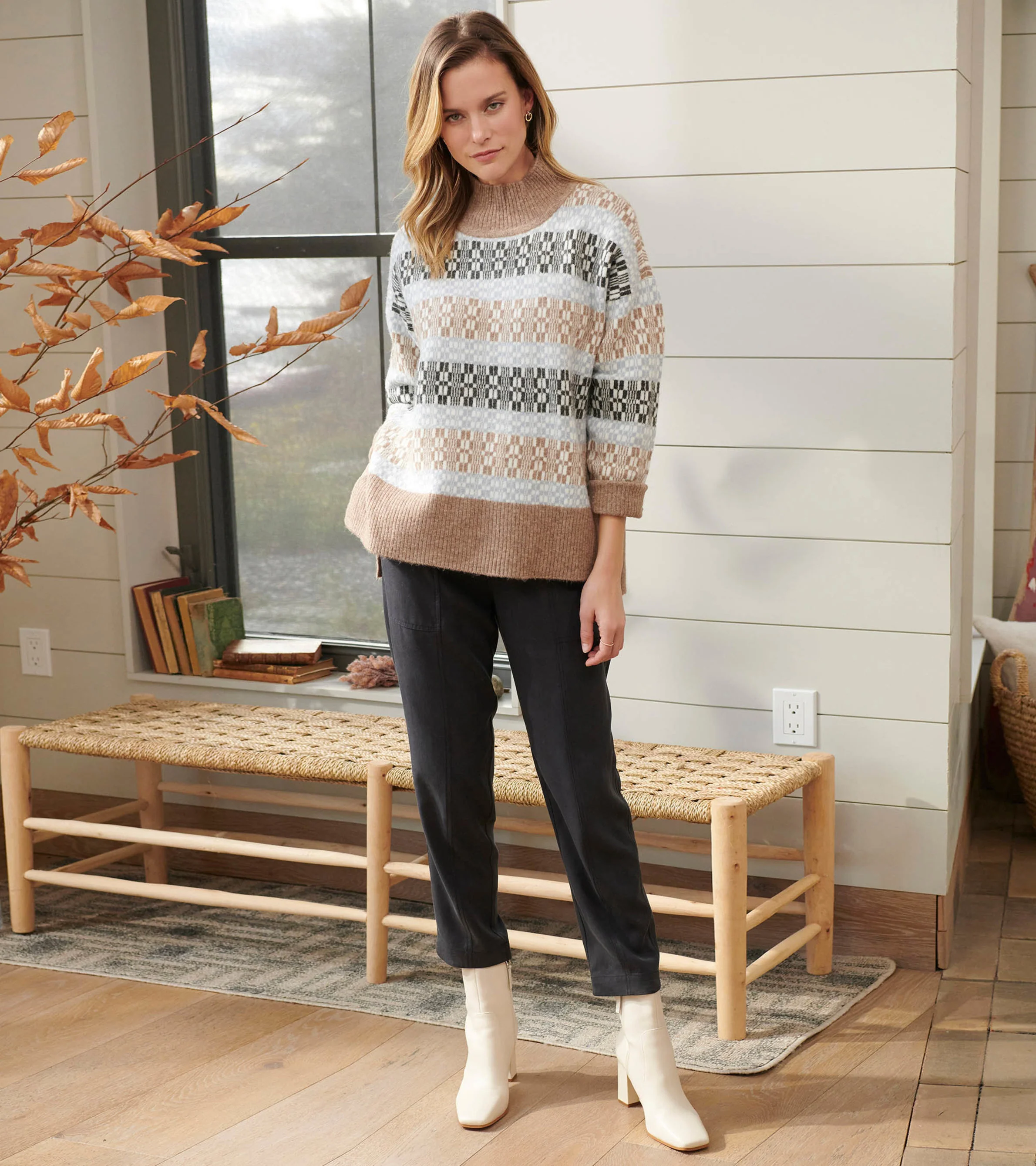 Mock Neck Sweater - Celestial Plaid - Image 5