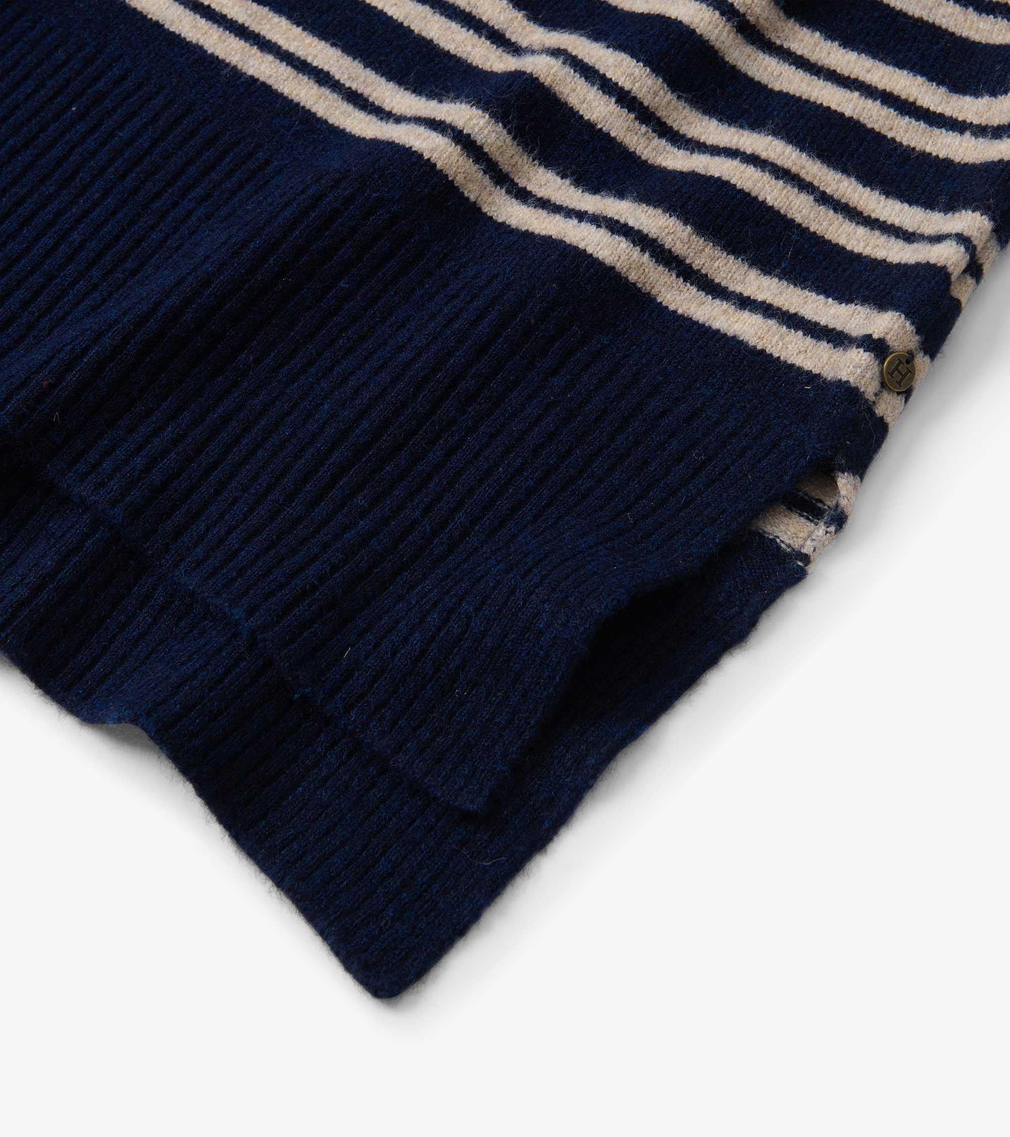 Mock Neck Sweater - Navy and Camel Stripe - Image 6