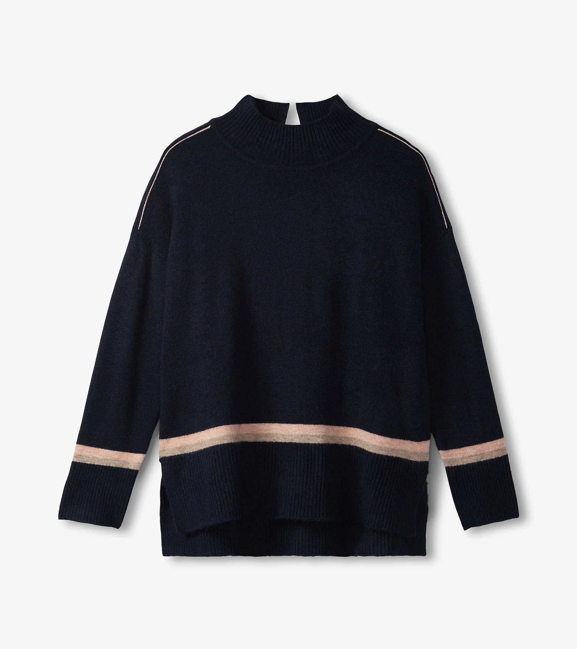 Mock Neck Sweater - Navy Stripe - Image 2