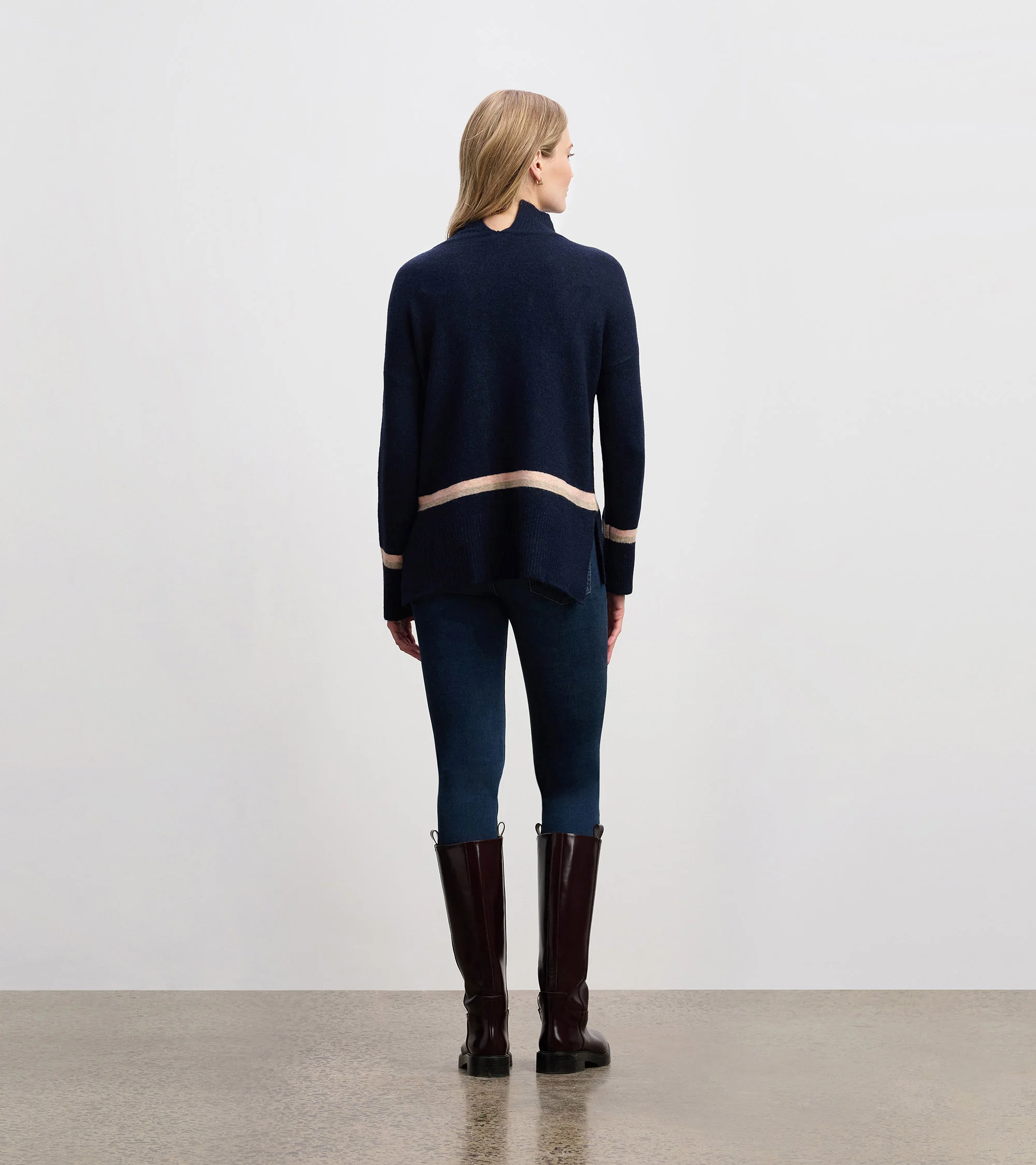 Mock Neck Sweater - Navy Stripe - Image 4