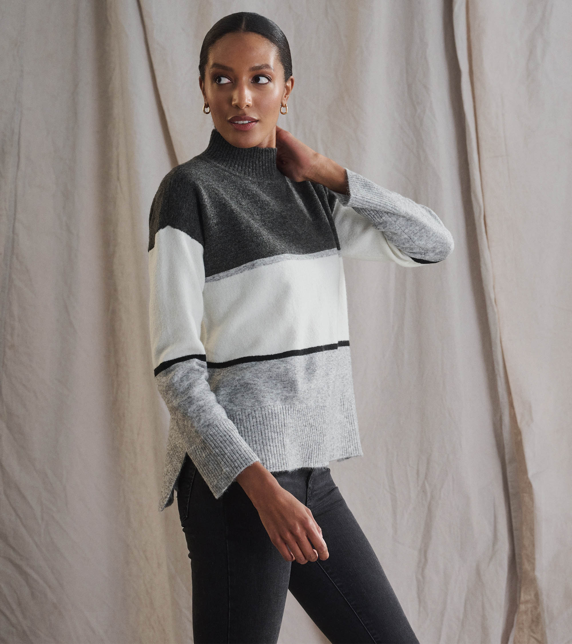 Mock Neck Tunic - Grey Block - Image 3