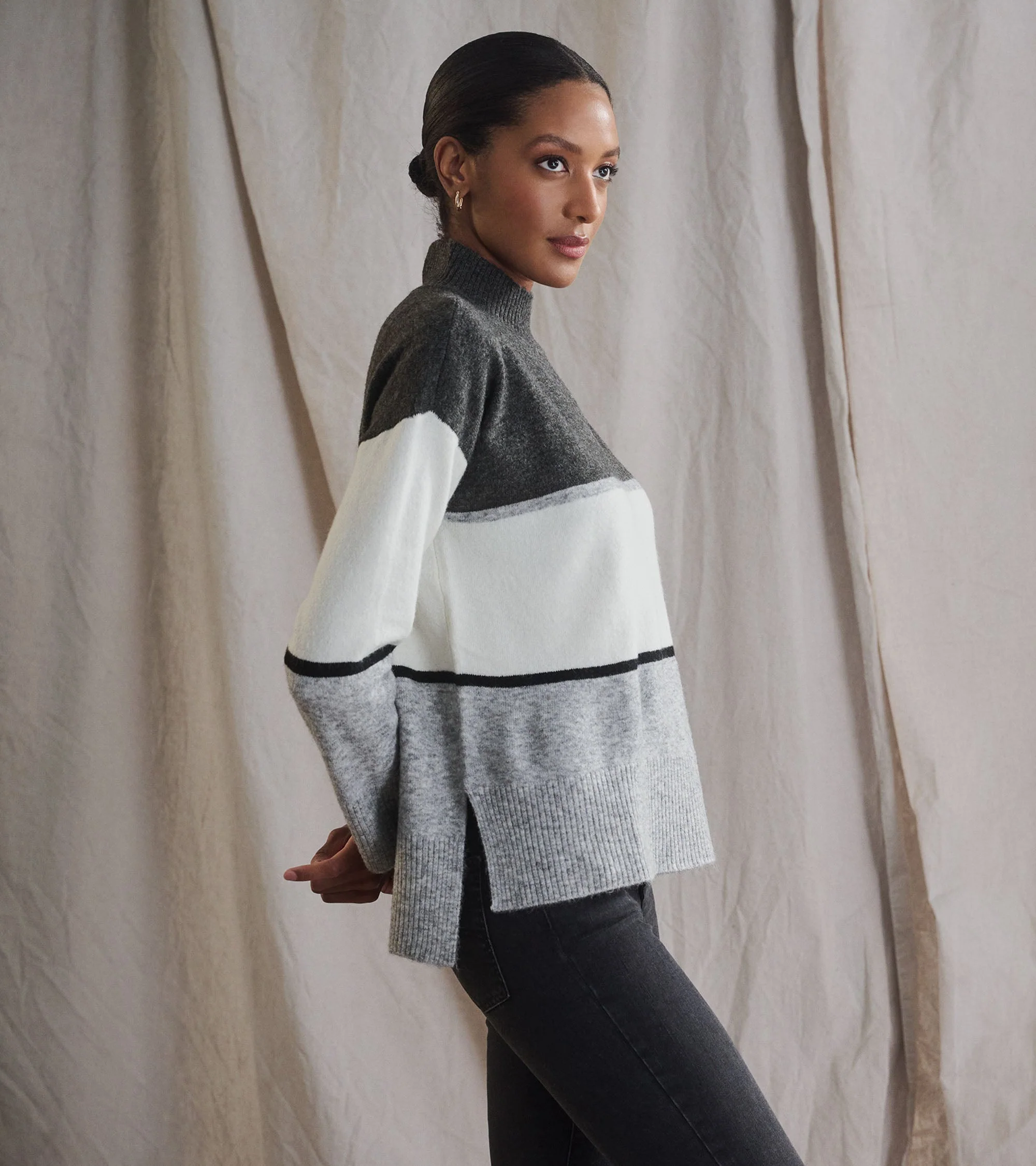 Mock Neck Tunic - Grey Block - Image 4