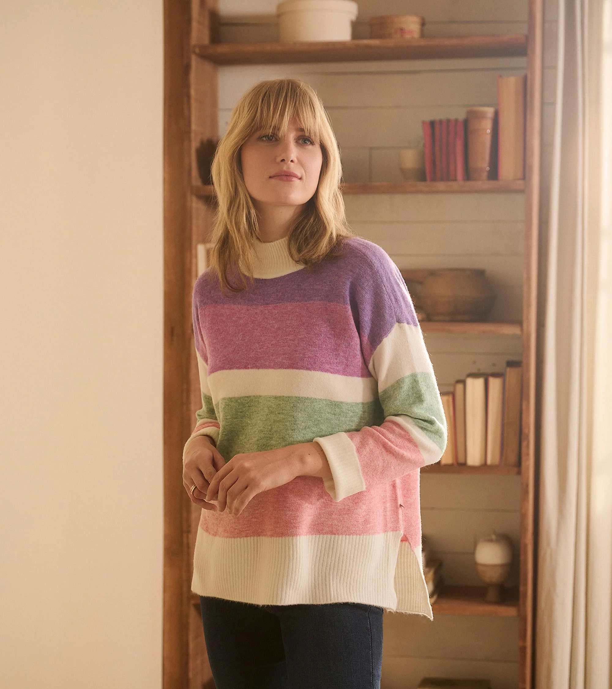 Mock Neck Tunic - Sunrise Colour Block - Image 3